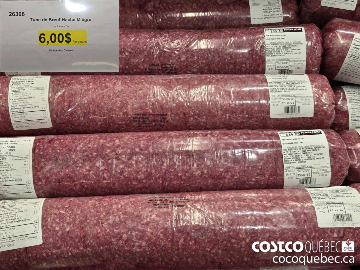 26306 Tube de Boeuf Haché Maigre ($6.00 INSTANT SAVINGS)