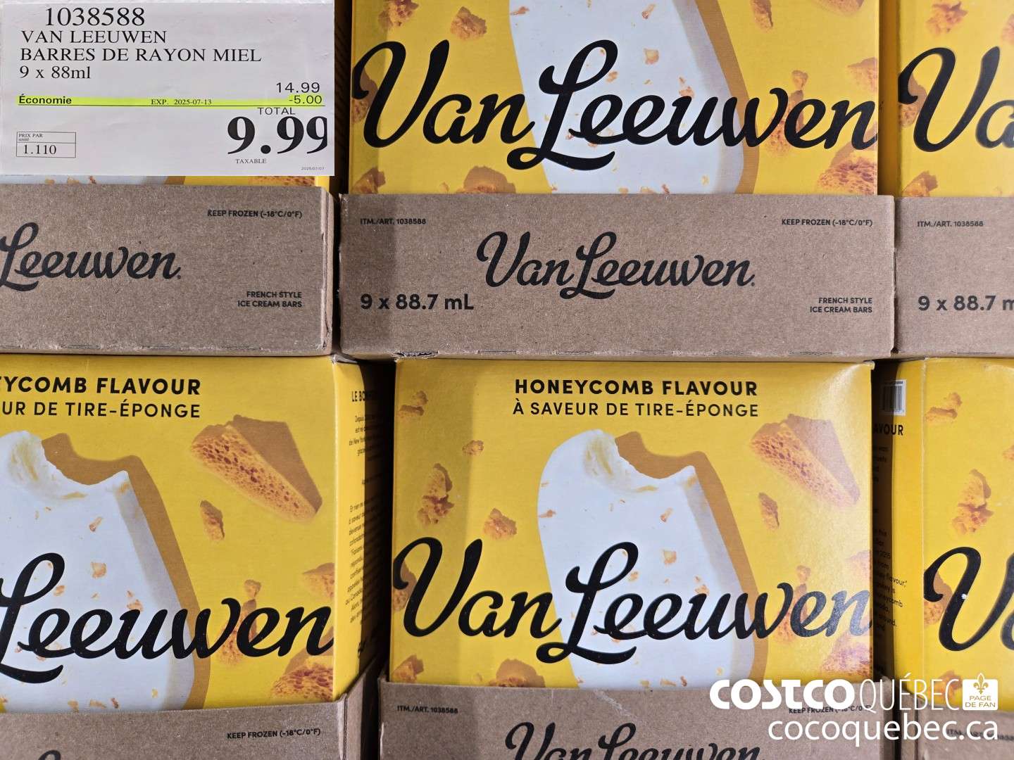 1038588 VAN LEEUWEN BARRES DE RAYON MIEL 9 x 888ml  ($5.00 INSTANT SAVINGS EXPIRES ON 2025-07-13) $9.99
