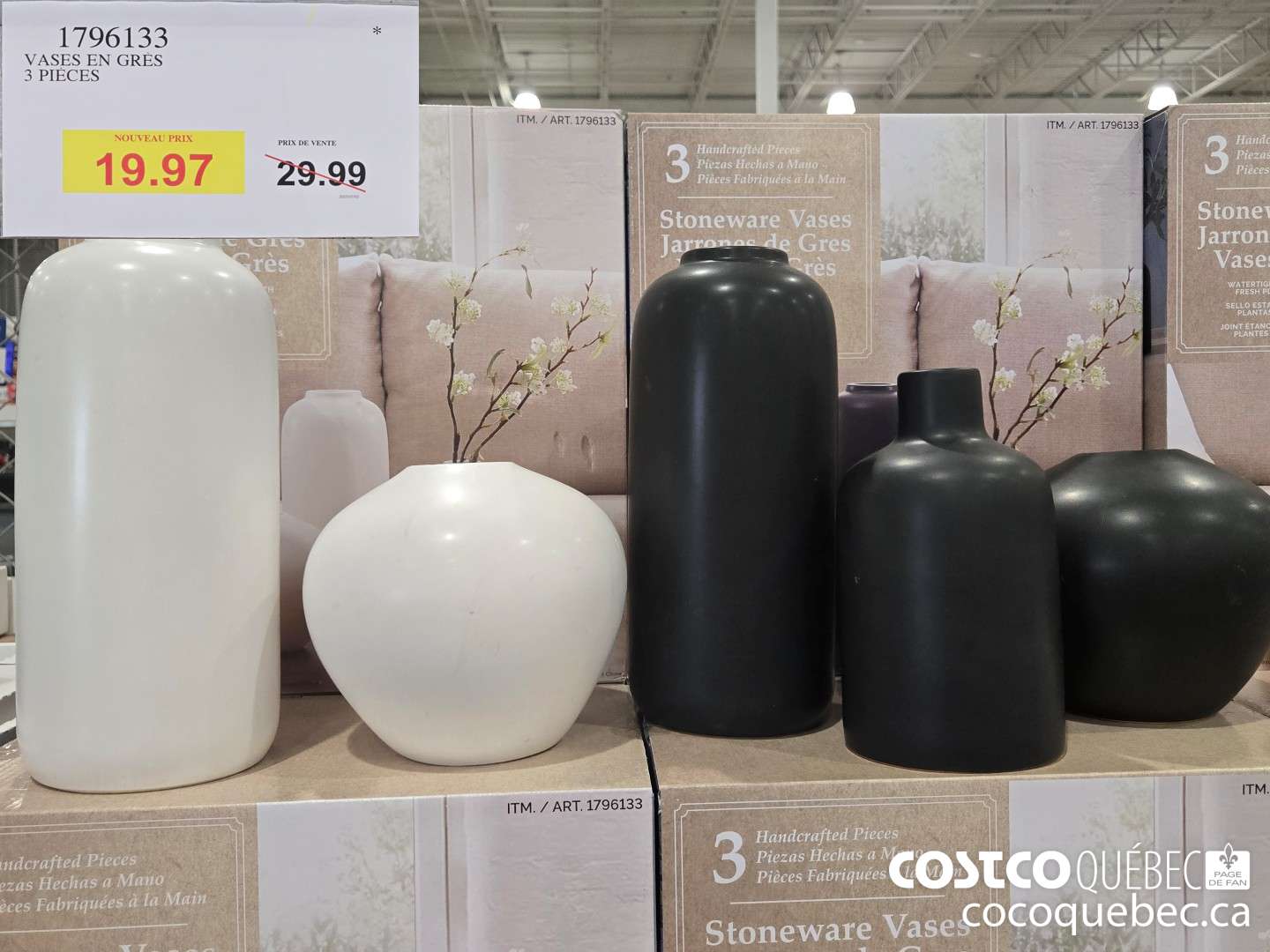 1796133 VASES EN GRES 3 PIECES  ($5.00 INSTANT SAVINGS) $19.97