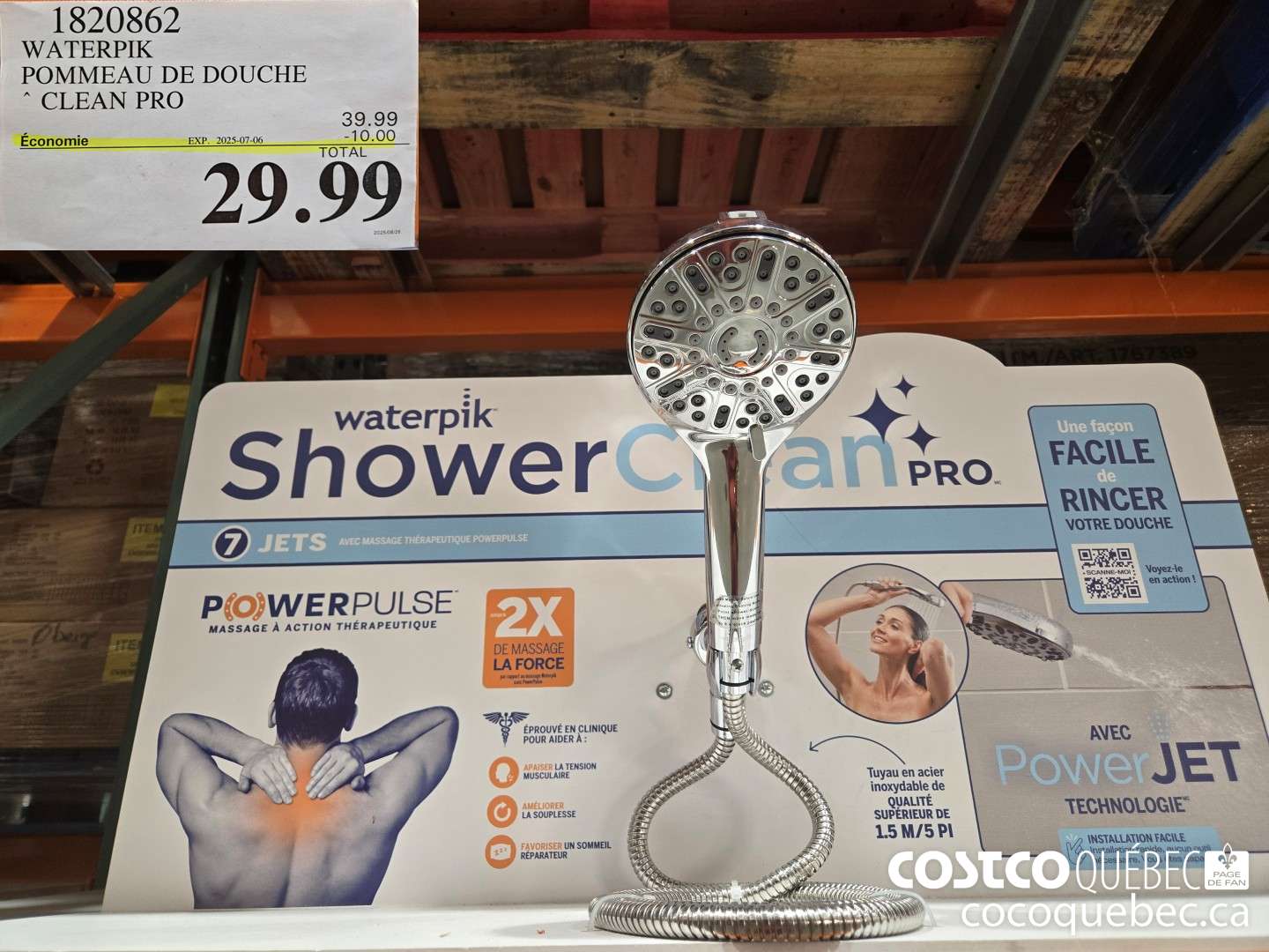 13820862 WATERPIK POMMEAU DE DOUCHE * CLEAN PRO  ($10.00 INSTANT SAVINGS EXPIRES ON 2025-07-06) $29.99