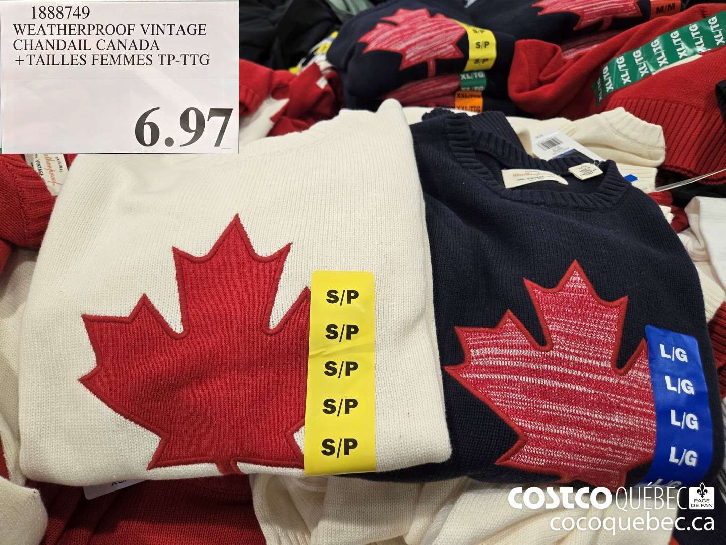 1888749 WEATHERPROOF VINTAGE CHANDAIL CANADA +TAILLES FEMMES TP-TTG  $6.97