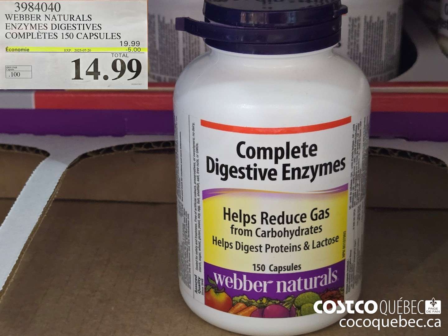 3984040 WEBBER NATURALS ENZYMES DIGESTIVES COMPLETES 150 CAPSULE  ($5.00 INSTANT SAVINGS EXPIRES ON 2025-07-20) $14.99