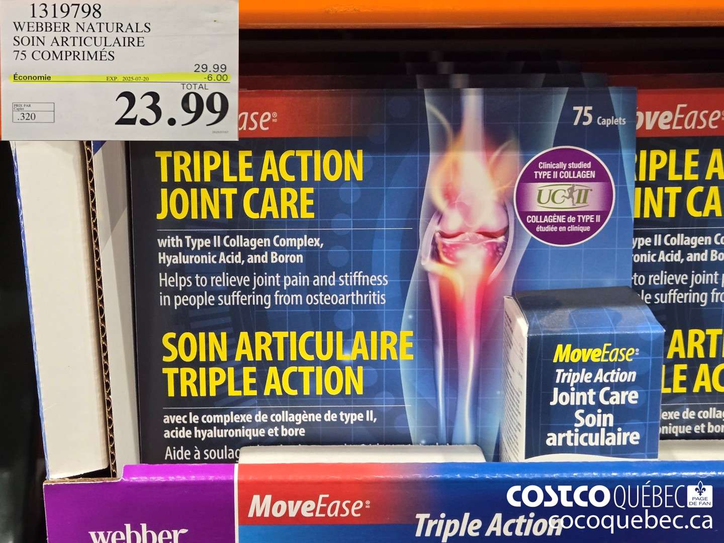 1319798 WEBBER NATURALS SOIN ARTICULAIRE 75 COMPRIMES  ($6.00 INSTANT SAVINGS EXPIRES ON 2025-07-20) $23.99