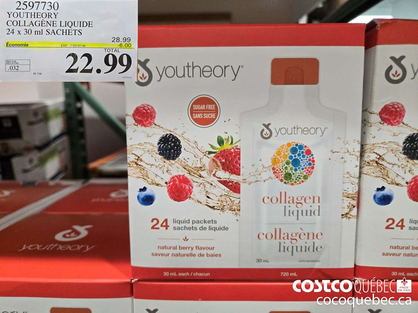 2597730 YOUTHEORY COLLAGENE LIQUIDE 24 X 30ML POCHETTES  ($6.00 INSTANT SAVINGS EXPIRES ON 2025-07-06) $22.99