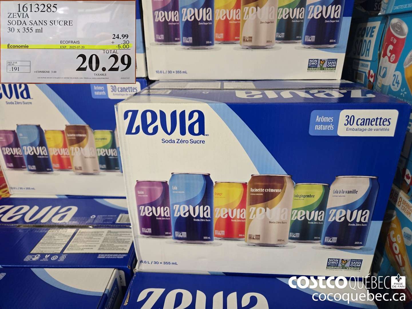 1613285 ZEVIA SODA SANS SUCRE 30 x 355 ml  ($5.00 INSTANT SAVINGS EXPIRES ON 2025-07-20) $20.29