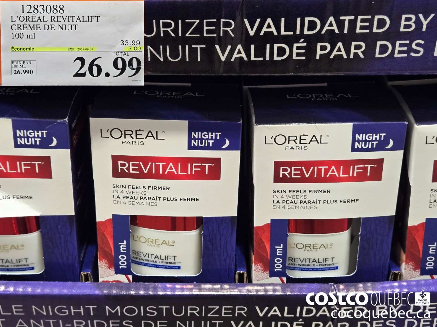 1283088 3 OREAL REVITALIFT CREME DE NUIT 100 mL  ($7.00 INSTANT SAVINGS EXPIRES ON 2025-09-07) $26.99