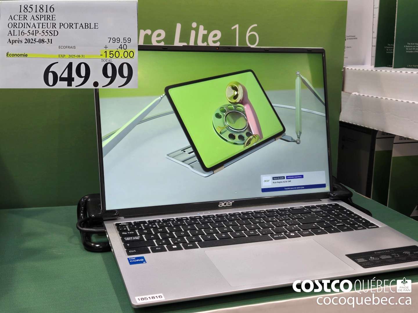 1851816 ACER ASPIRE ORDINATEUR PORTABLE  ($150.00 INSTANT SAVINGS EXPIRES ON 2025-08-31) $649.99