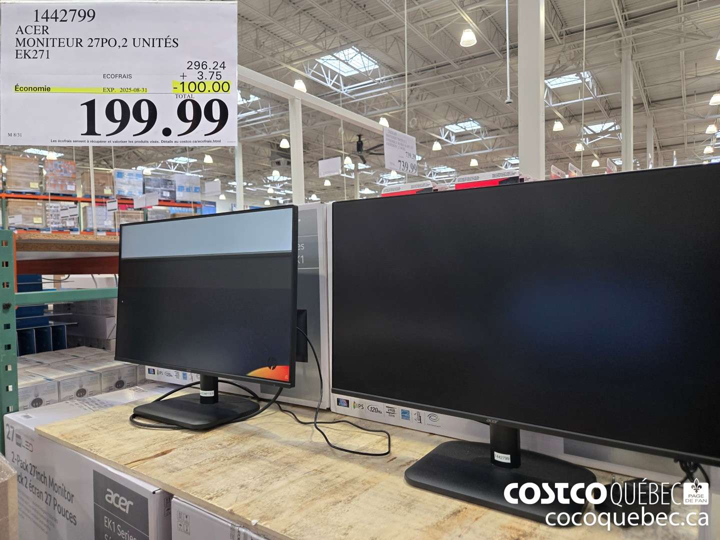 14427799 ACER MONITEUR 27P0, 2 UNITES EK271  ($100.00 INSTANT SAVINGS EXPIRES ON 2025-08-31) $199.99