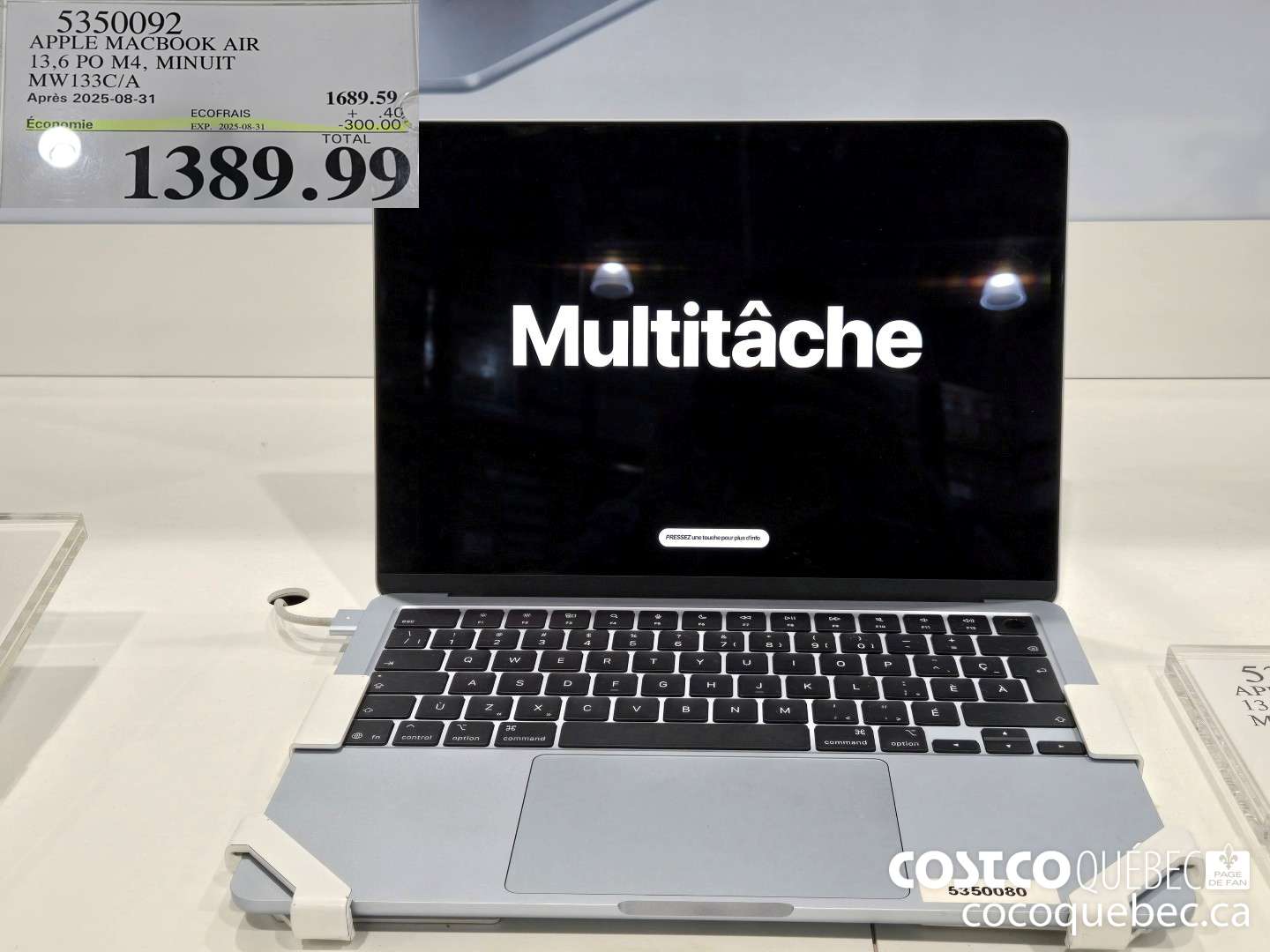 5350092 APPLE MACBOOK AIR 13,6 PO M4, MINUIT  ($300.00 INSTANT SAVINGS EXPIRES ON 2025-08-31) $1389.99