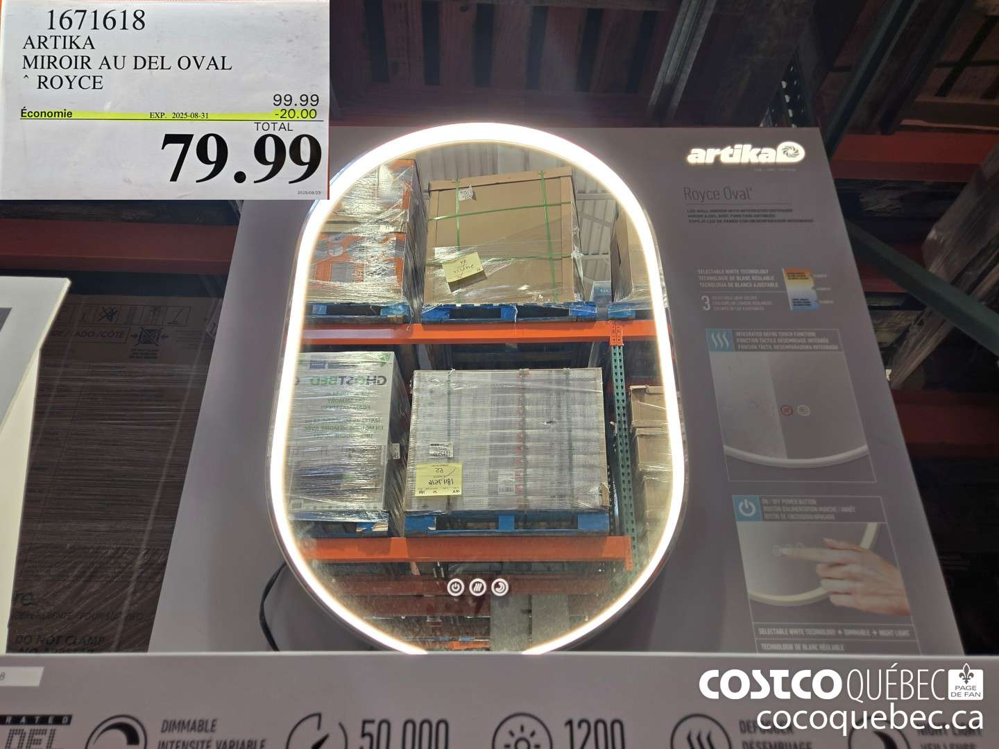 1671618 ARTIKA MIROIR AU DEL OVAL ROYCE  ($20.00 INSTANT SAVINGS EXPIRES ON 2025-08-31) $79.99