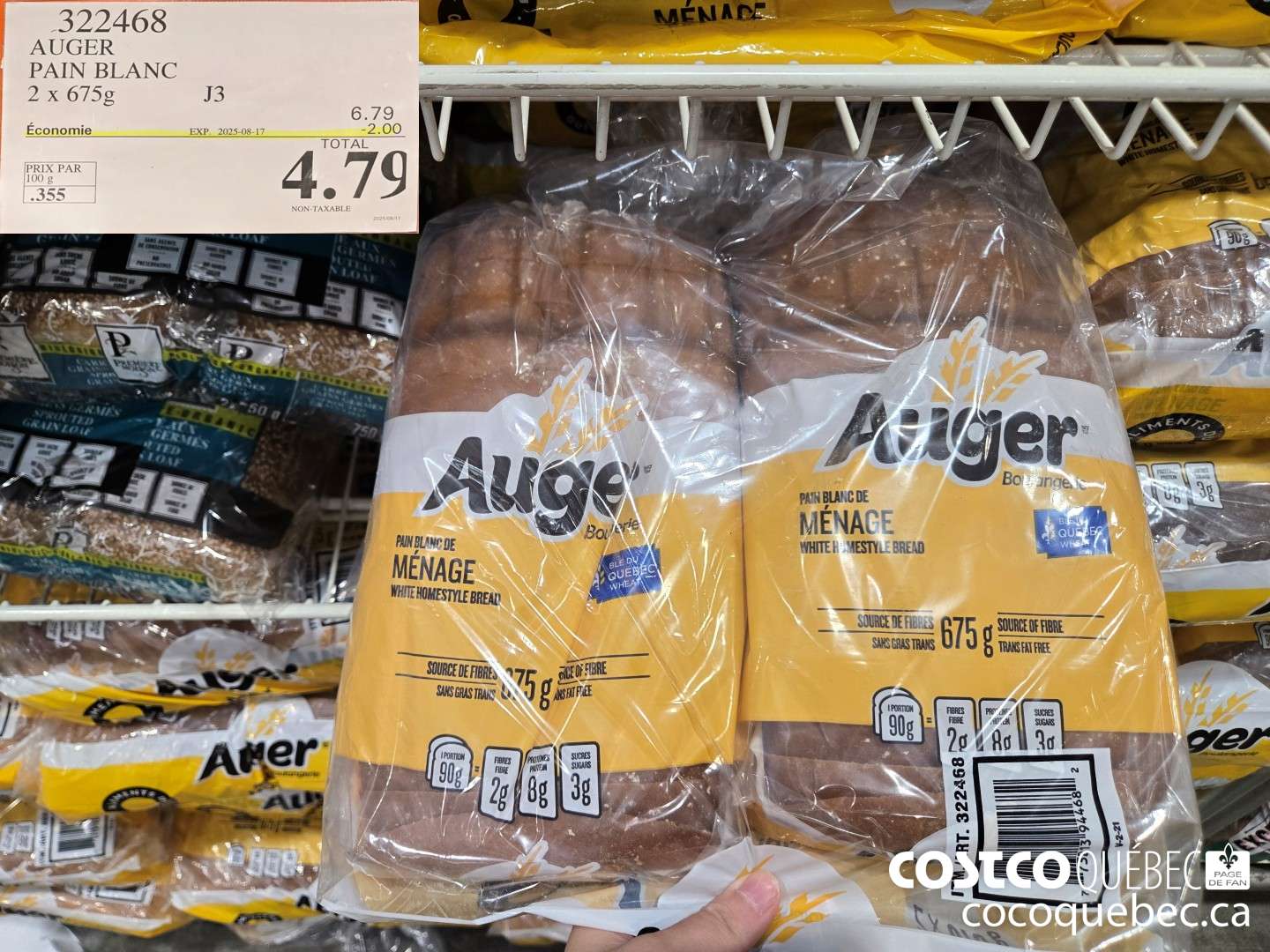 322468 AUGER PAIN DE MENAGE 2x675g  ($2.00 INSTANT SAVINGS EXPIRES ON 2025-08-17) $4.79