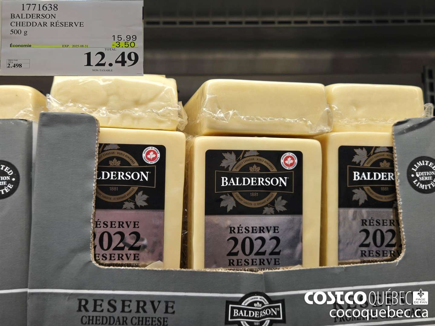 1771638 BALDERSON CHEDDAR RESERVE 500 g  ($3.00 INSTANT SAVINGS EXPIRES ON 2025-08-31) $12.49