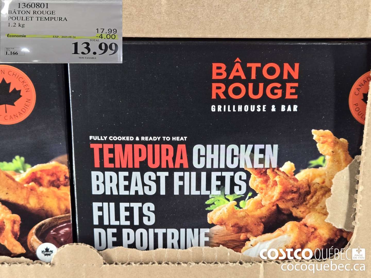1360801 BATON ROUGE POULET TEMPURA 1.2 KG  2024-8-24 ($4.00 INSTANT SAVINGS) $13.99