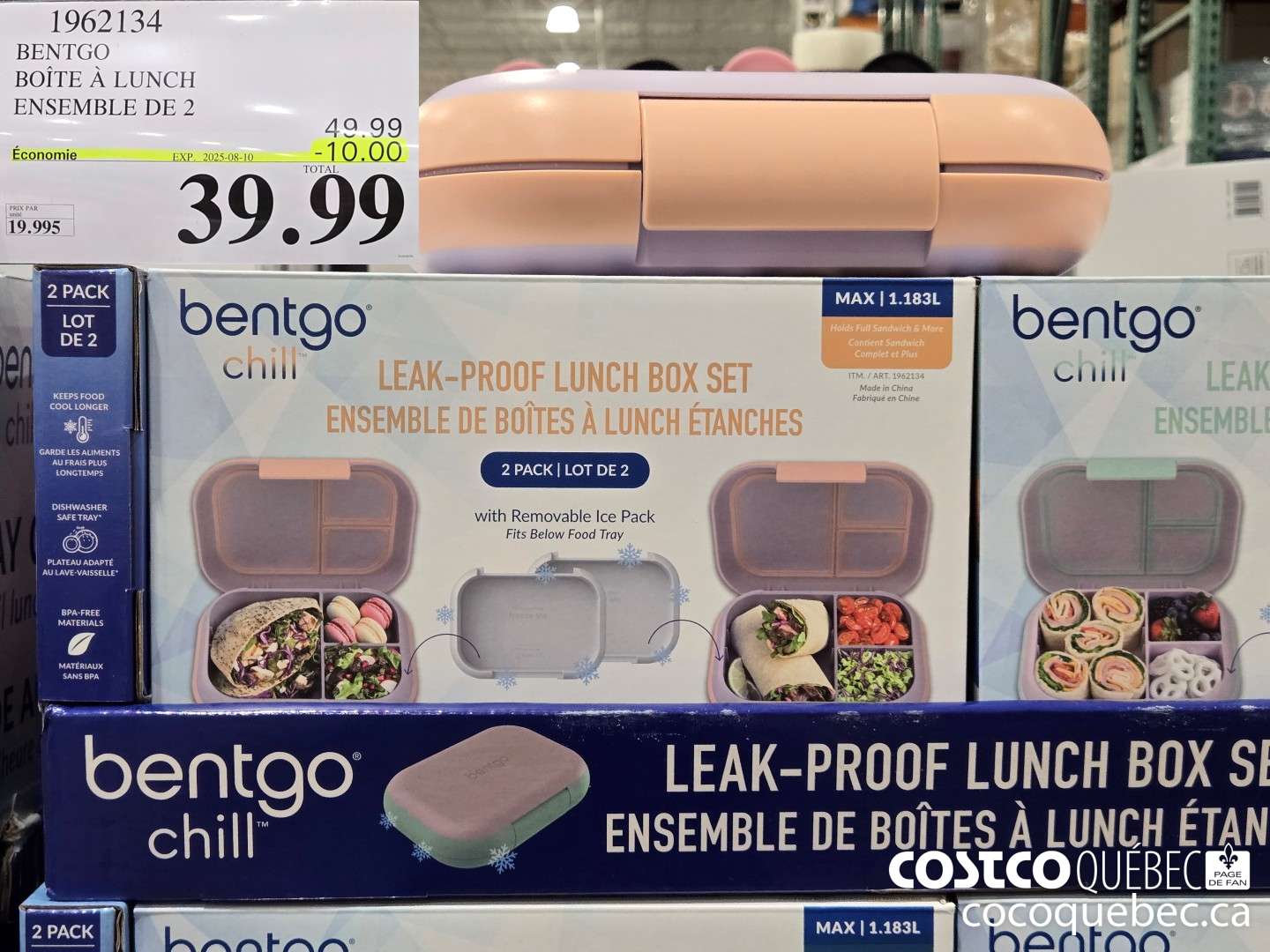 1962134 BENTGO BOITE A LUNCH ENSEMBLE DE 2 ($10.00 INSTANT SAVINGS EXPIRES ON 2025-08-10) $39.99