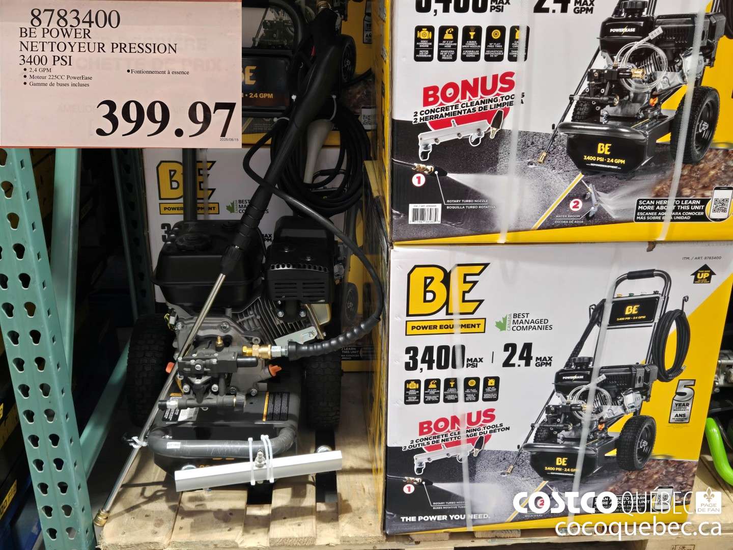 8783400 BE POWER NETTOYEUR PRESSION 3400 PSI  $399.97