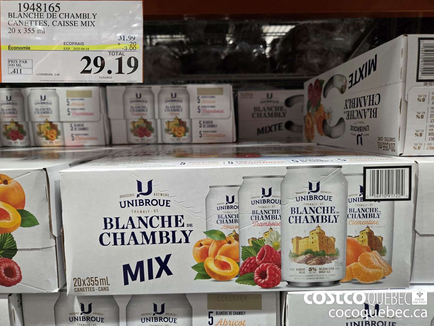 1948165 BLANCHE DE CHAMBLY CANETTES, CAISSE MIX 20 x 355 mL ($3.00 INSTANT SAVINGS EXPIRES ON 2025-09-14) $29.19