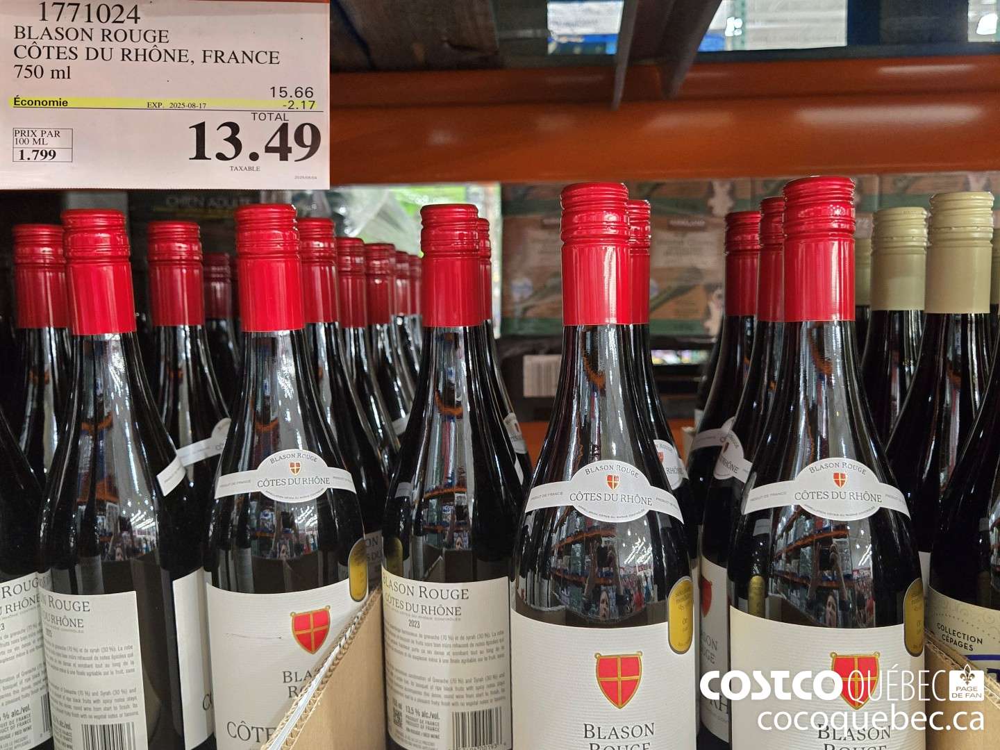 1771024 BLASON ROUGE COTES DU RHONE, FRANCE 750 mL  ($2.12 INSTANT SAVINGS EXPIRES ON 2025-08-17) $13.49