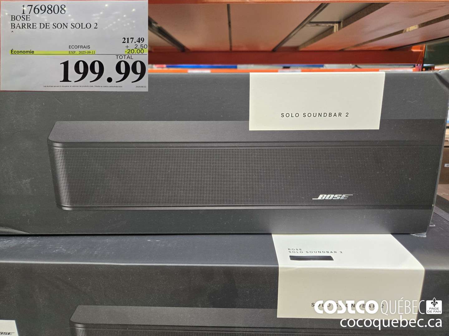 1769808 BOSE BARRE DE SON SOLO 2  ($20.00 INSTANT SAVINGS EXPIRES ON 2025-09-11) $199.99