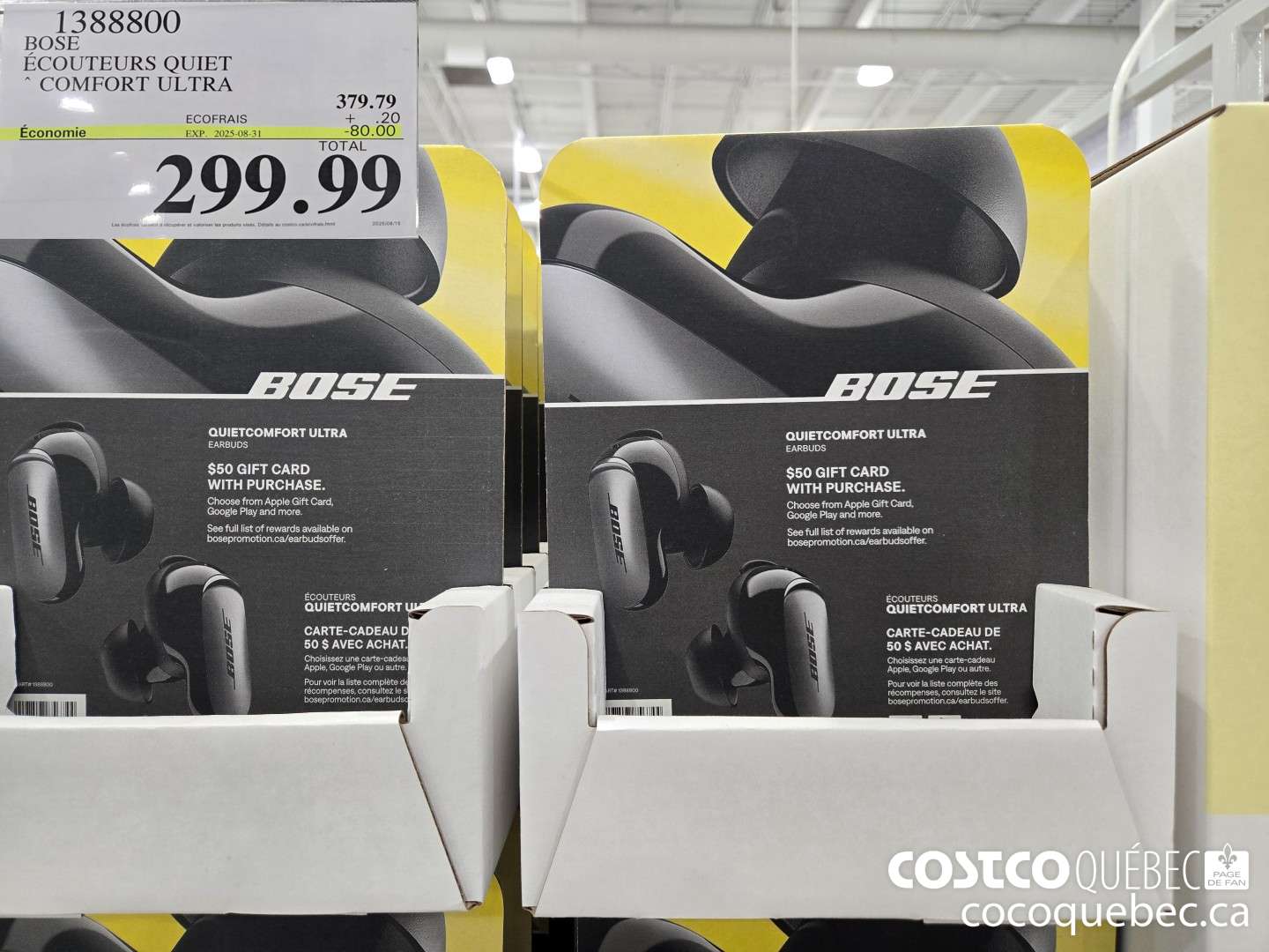 1388800 BOSE ECOUTEURS QC ULTRA  ($80.00 INSTANT SAVINGS EXPIRES ON 2025-08-31) $299.99