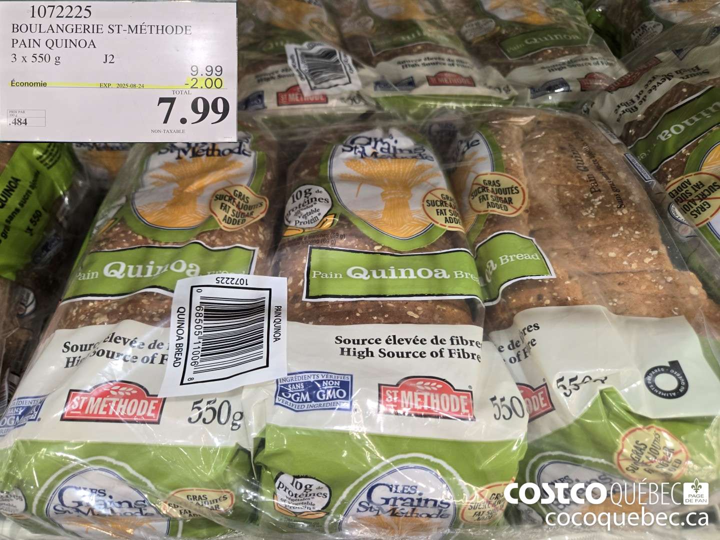 1072225 BOULANGERIE ST-METHODE PAIN QUINOA  ($2.00 INSTANT SAVINGS EXPIRES ON 2025-08-24) $7.99