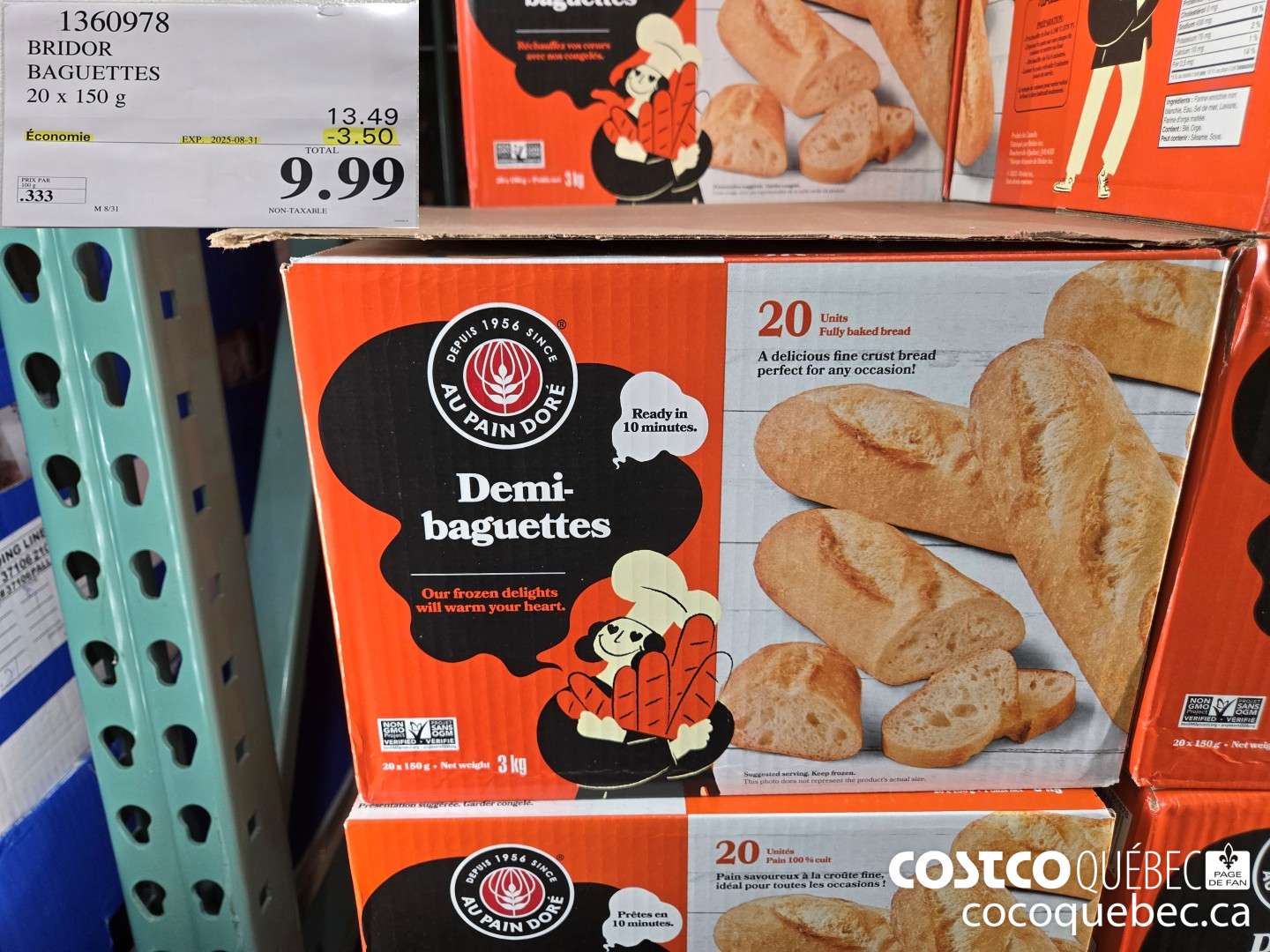 1360978 BRIDOR BAGUETTES 20 x 150 G  ($3.50 INSTANT SAVINGS EXPIRES ON 2025-08-31) $9.99