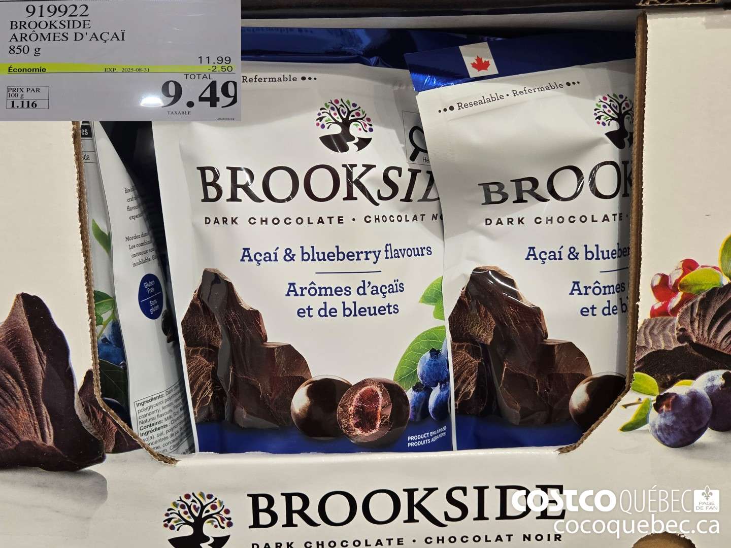 919922 BROOKSIDE 850 g ($2.50 INSTANT SAVINGS EXPIRES ON 2025-08-31) $9.49