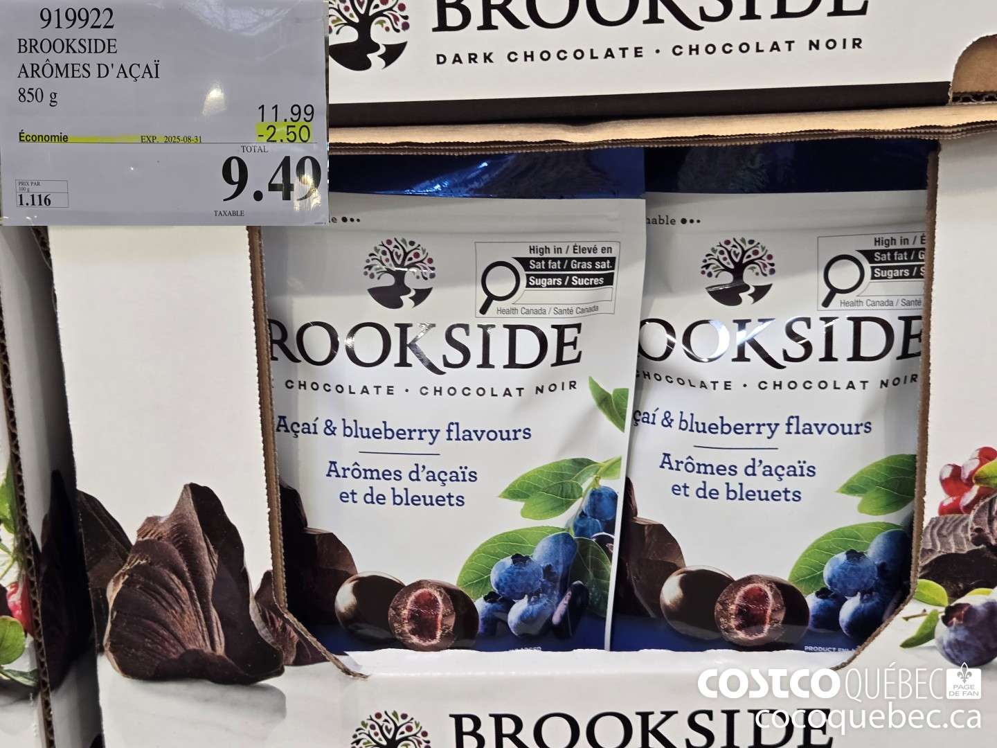 919922 BROOKSIDE 850 g ($2.50 INSTANT SAVINGS EXPIRES ON 2025-08-31) $9.49