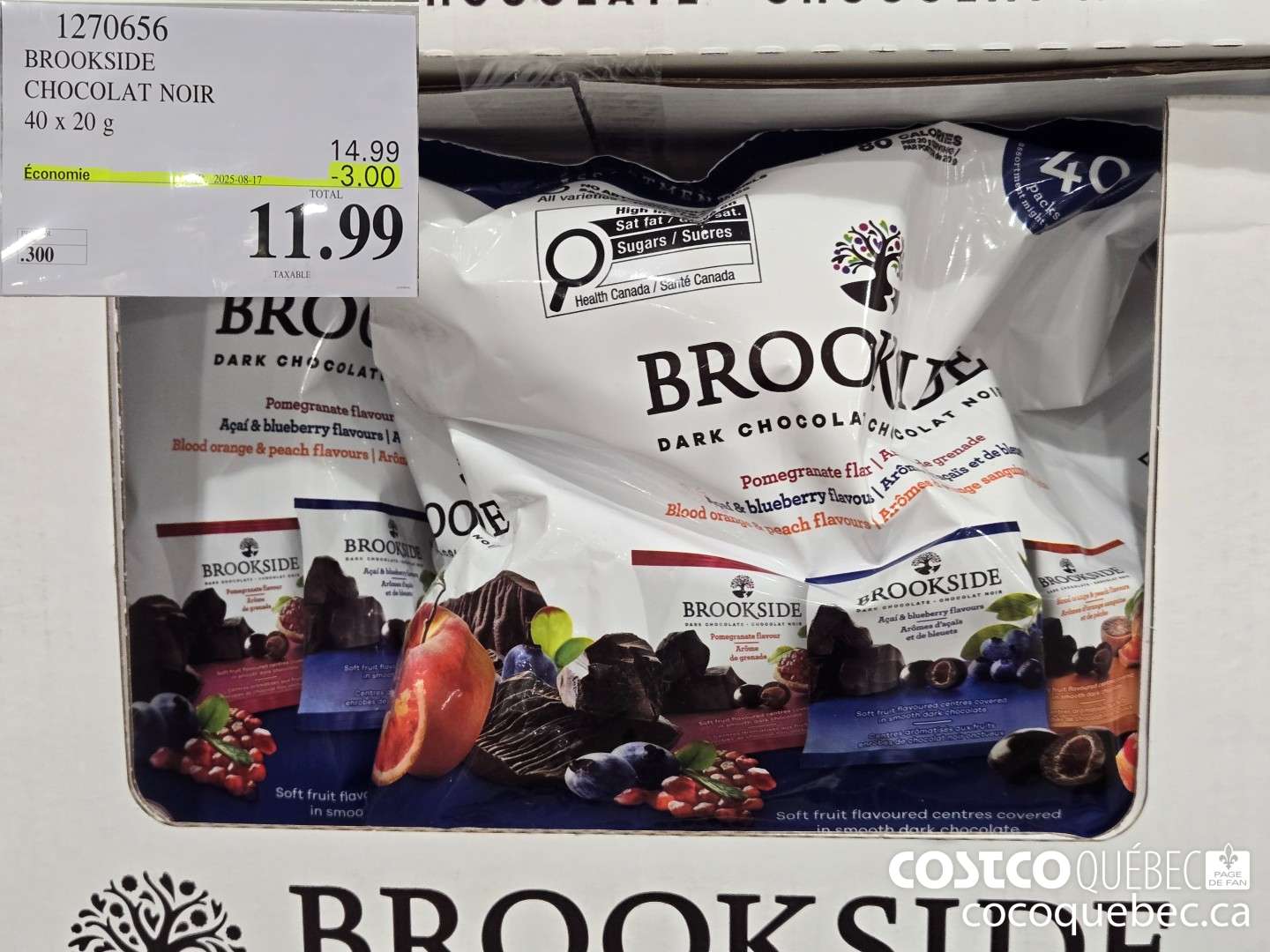 1270656 BROOKSIDE CHOCOLAT NOIR 2025-08-17 ($3.00 INSTANT SAVINGS EXPIRES ON 2025-08-17) $11.99