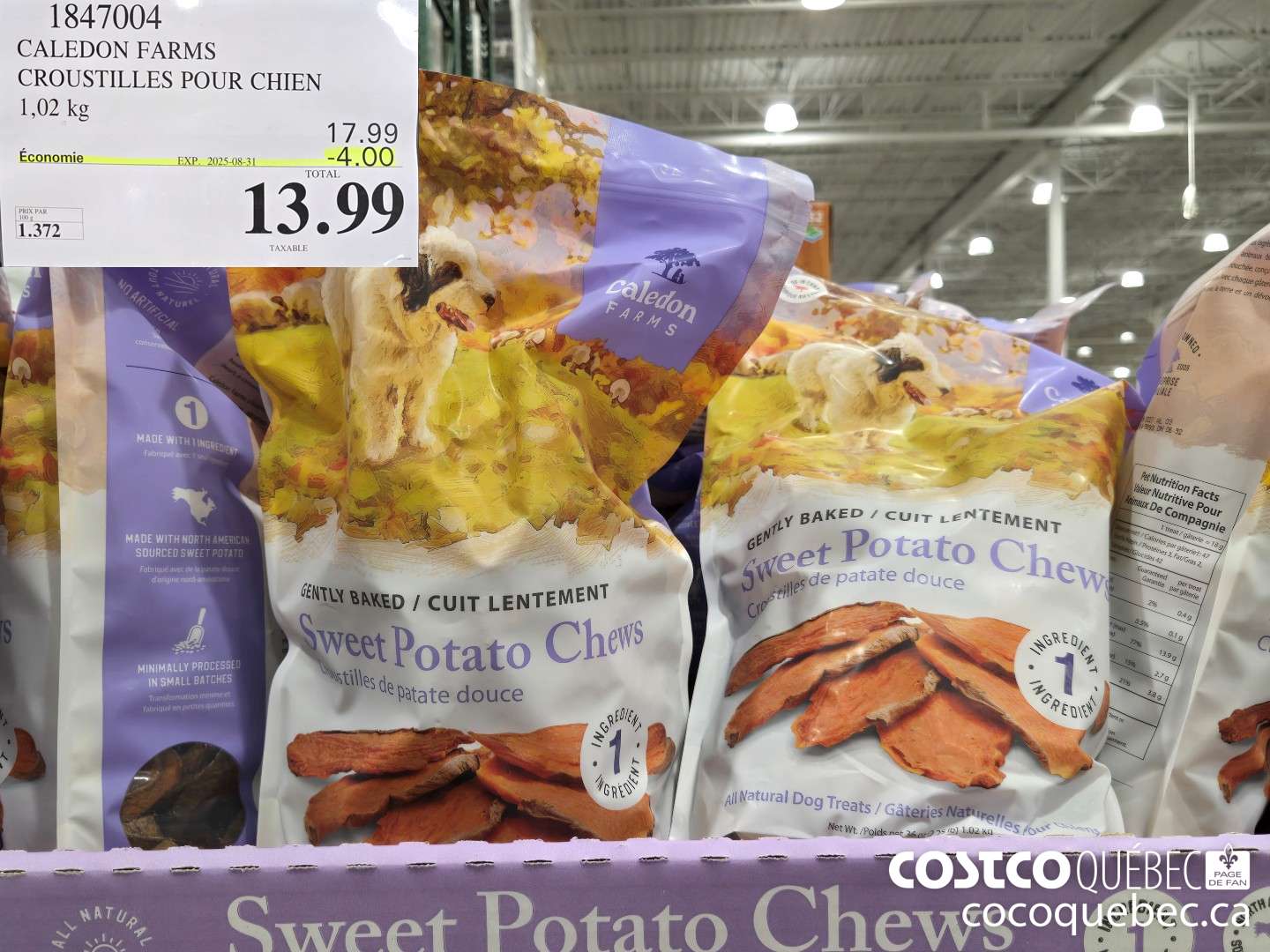 1847004 CALEDON FARMS CROUSTILLES POUR CHIEN 1.02 kg  ($4.00 INSTANT SAVINGS EXPIRES ON 2025-08-31) $13.99