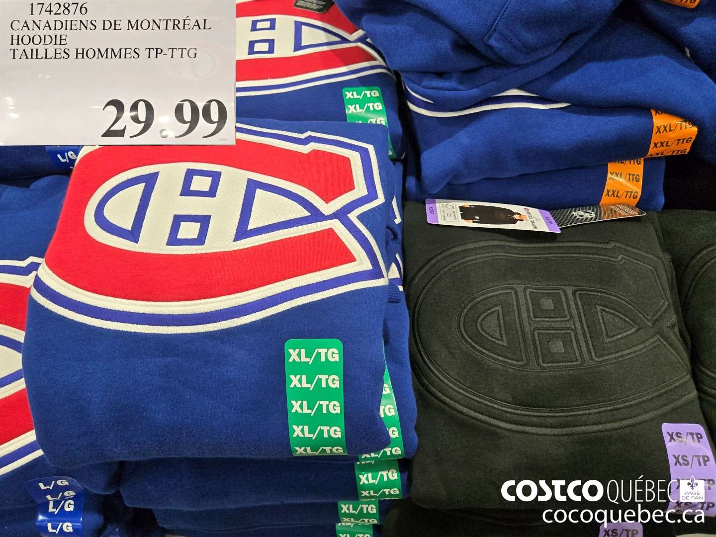 1742876 CANADIENS DE MONTREAL HOODIE TAILLES HOMMES TP-TTG  $29.99