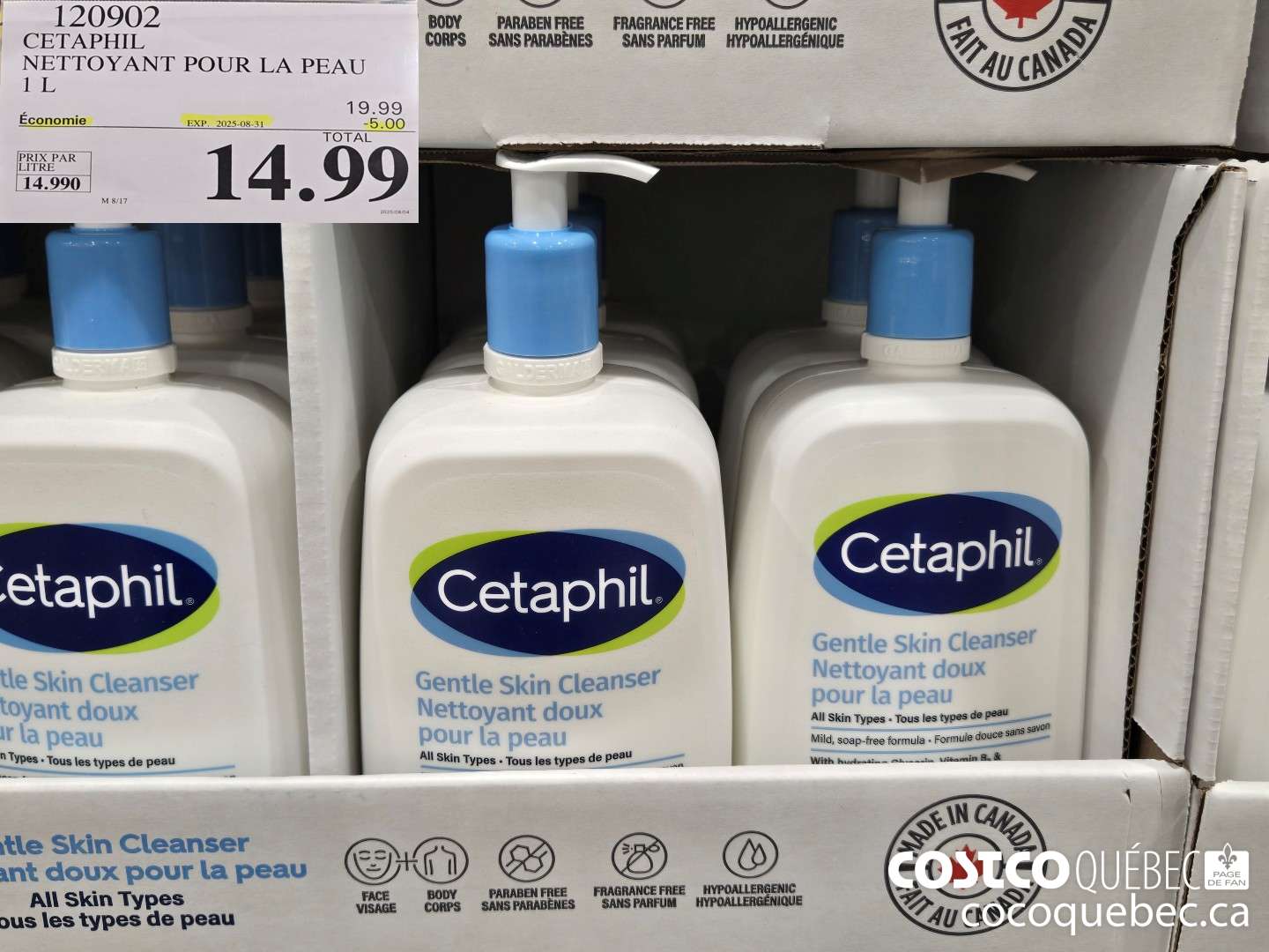 120902 CETAPHIL NETTOYANT POUR LA PEAU ($5.00 INSTANT SAVINGS EXPIRES ON 2025-08-31) $14.99