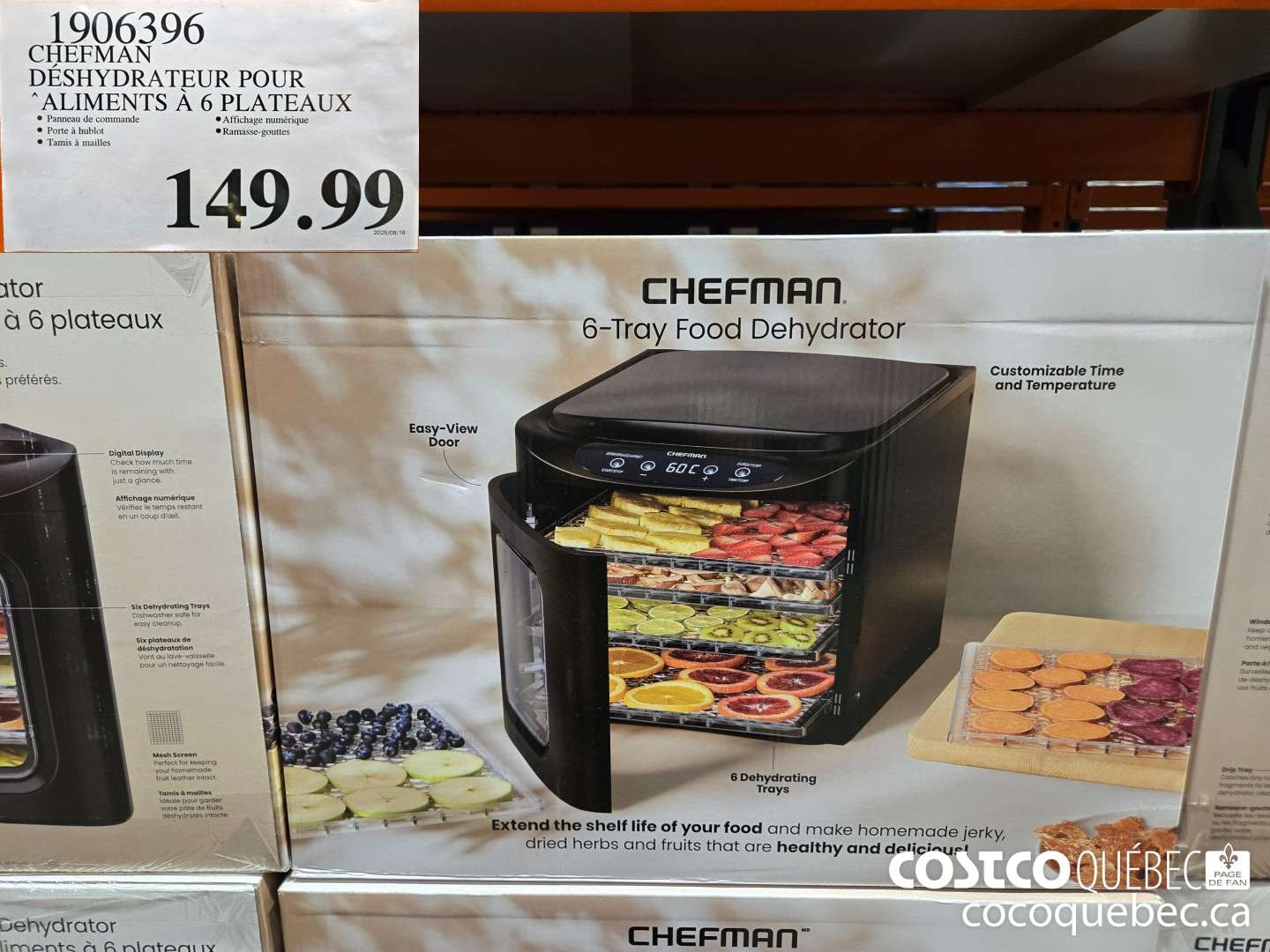 1906396 CHEFMAN DESHYDRATEUR POUR “ALIMENTS A 6 a PLATEAUX  $149.99