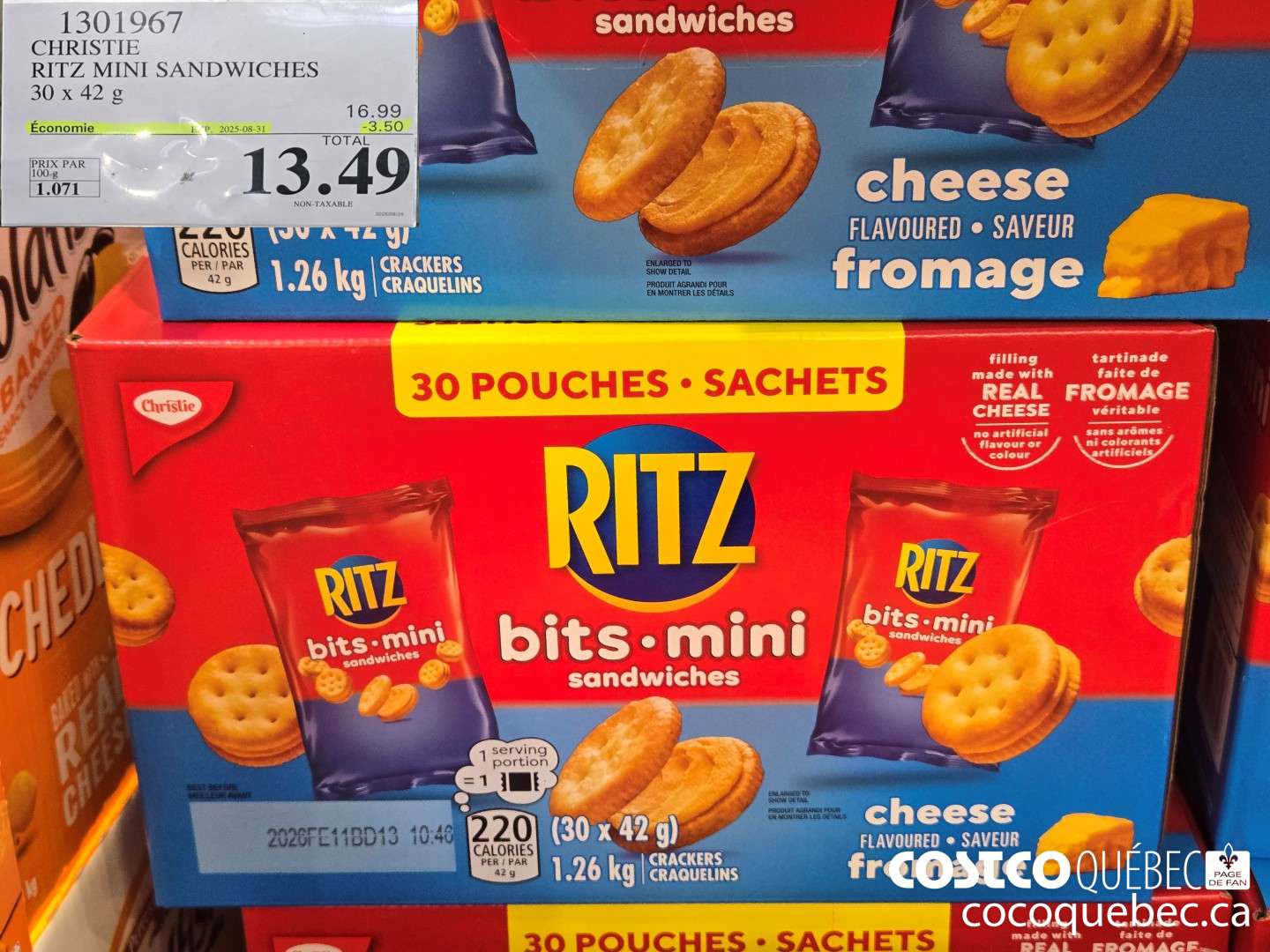 1301967 CHRISTIE MINI RITZ SANDWICHES 30 x 42g ($3.50 INSTANT SAVINGS EXPIRES ON 2025-08-31) $13.49