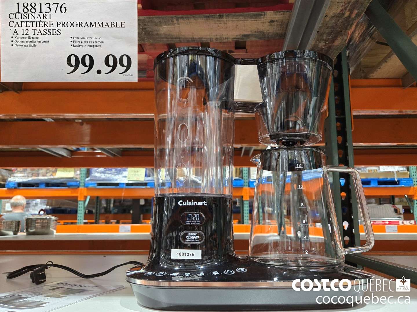 1881376 CUISINART CAFETIERE PROGRAMMABLE ‘A 12 JASSES  $99.99