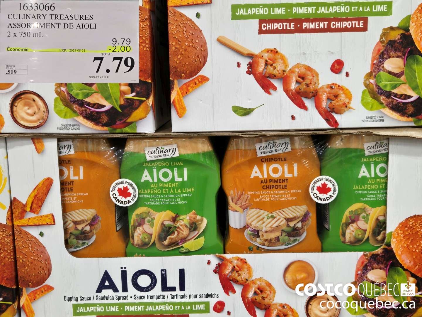 1633066 CULINARY TREASURES ASSORTIMENT DE AIOLI 2 x 750  ($2.00 INSTANT SAVINGS EXPIRES ON 2025-08-31) $7.79