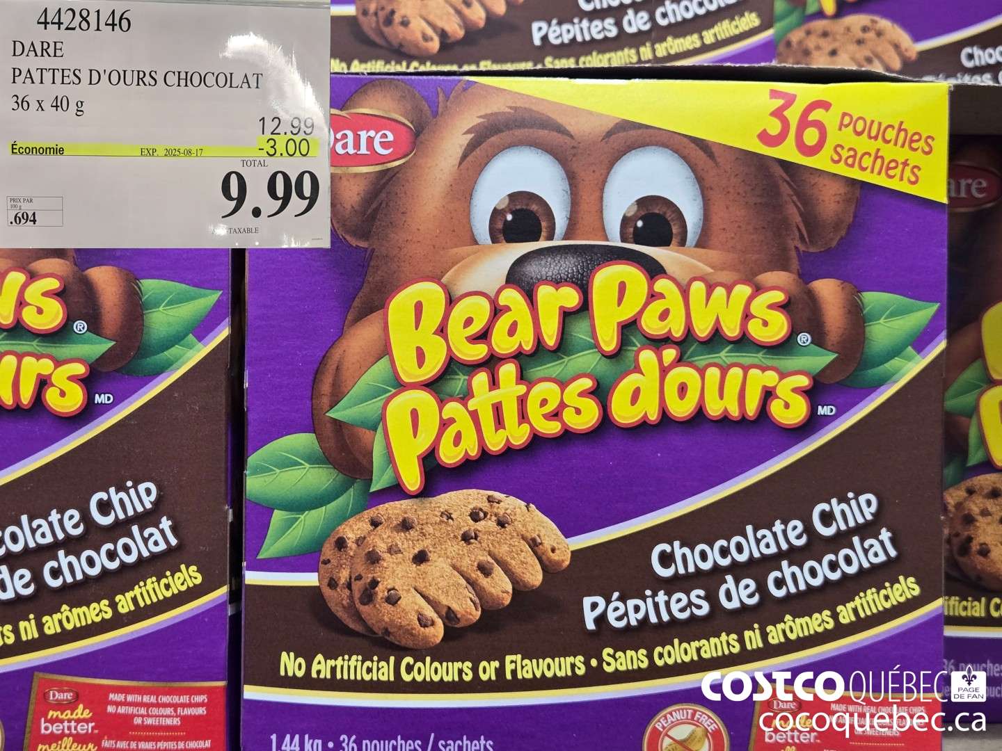 4428146 DARE PATTES D'OURS CHOCOLAT 36 x 40  ($3.00 INSTANT SAVINGS EXPIRES ON 2025-08-17) $9.99