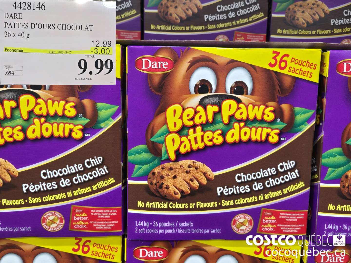 4428146 DARE PATTES D'OURS CHOCOLAT 36 x 40  ($3.00 INSTANT SAVINGS EXPIRES ON 2025-08-17) $9.99