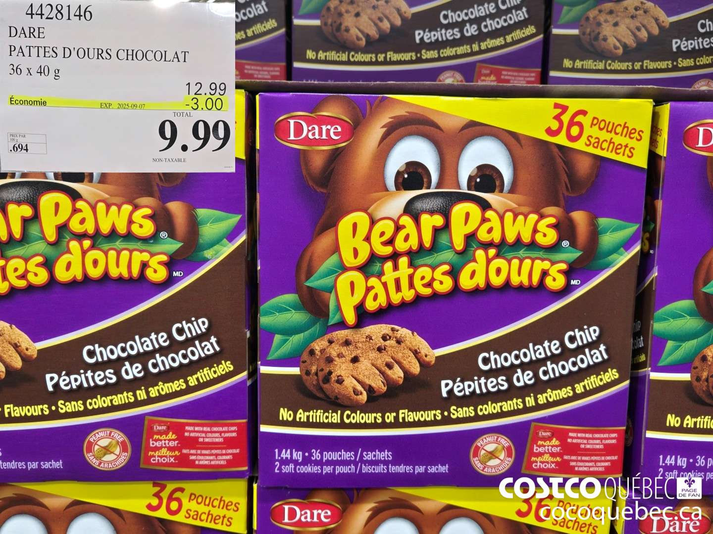 4428146 DARE PATTES D'OURS CHOCOLAT 36 x 40  ($3.00 INSTANT SAVINGS EXPIRES ON 2025-09-07) $9.99