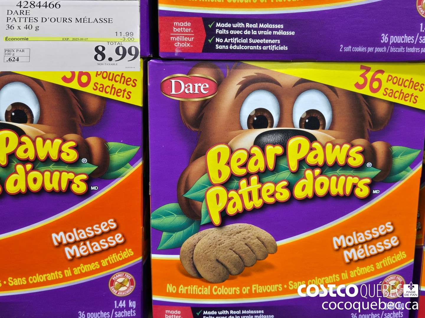 4284466 DARE PATTES D'OURS MELASSE 36 x 40 g  ($3.00 INSTANT SAVINGS EXPIRES ON 2025-09-07) $8.99