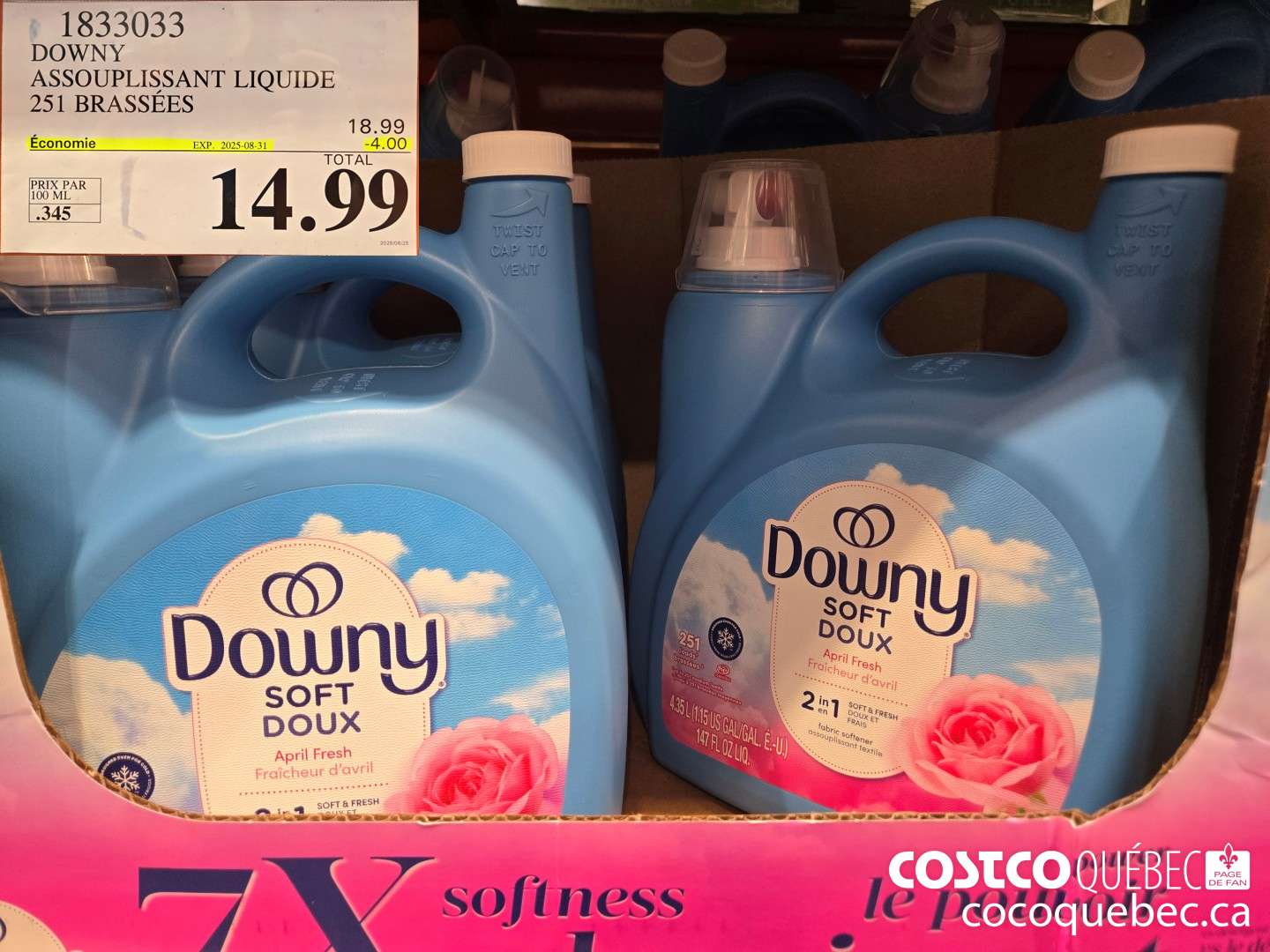 1833033 DOWNY ASSOUPLISSANT LIQUIDE 251 BRASSEES  ($4.00 INSTANT SAVINGS EXPIRES ON 2025-08-31) $14.99