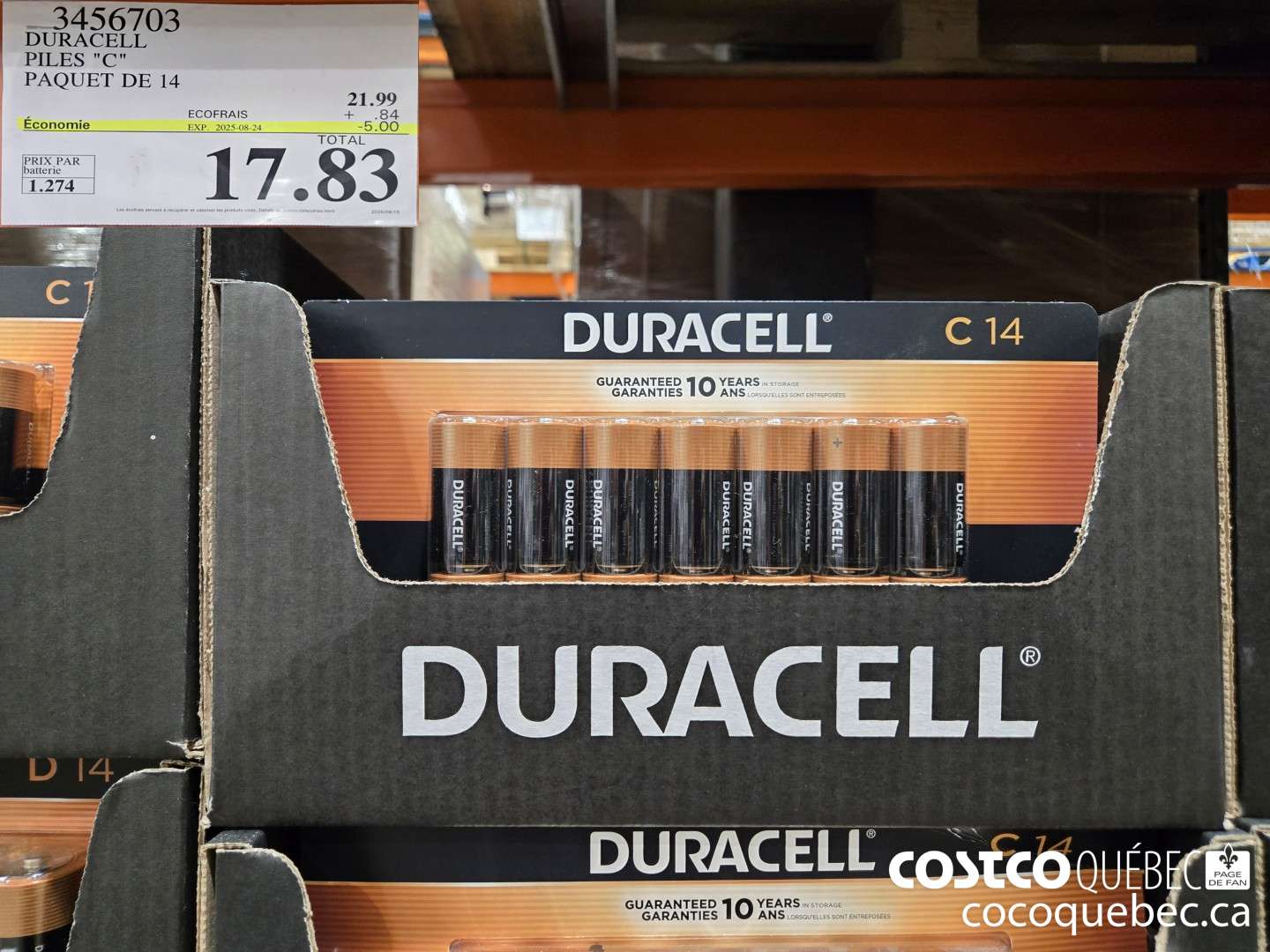 3456703 DURACELL PIERS. CC: PAQUET DE 14 ($5.00 INSTANT SAVINGS EXPIRES ON 2025-08-24) $17.83