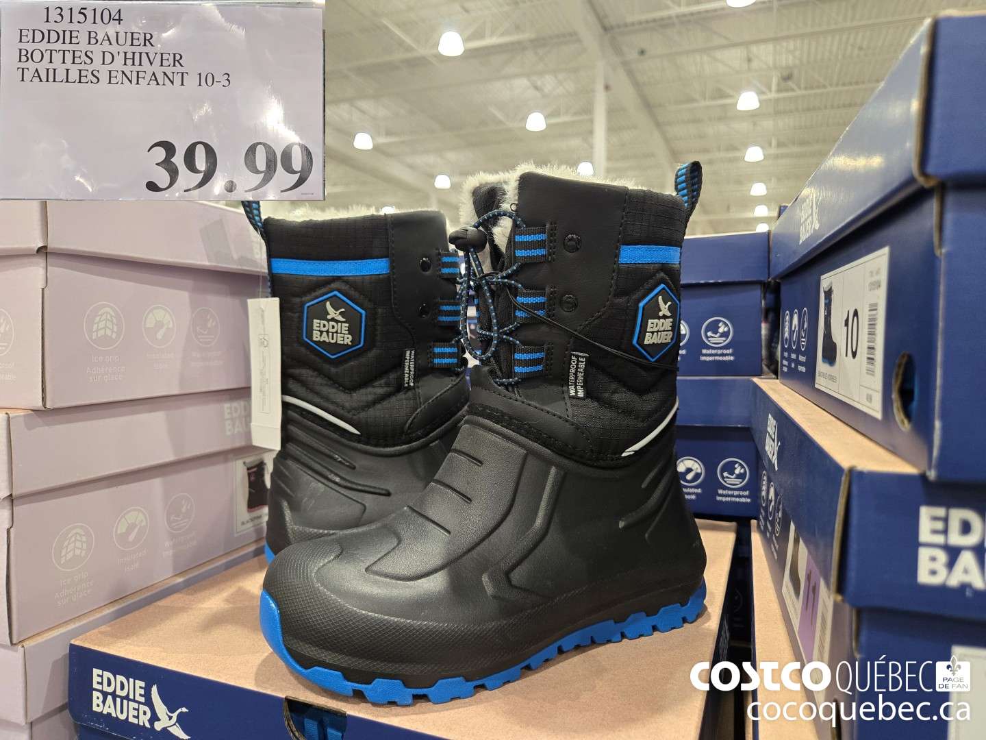 1315104 EDDIE BAUER BOTTES D'HIVER TAILLES ENFANT 10-3  $39.99