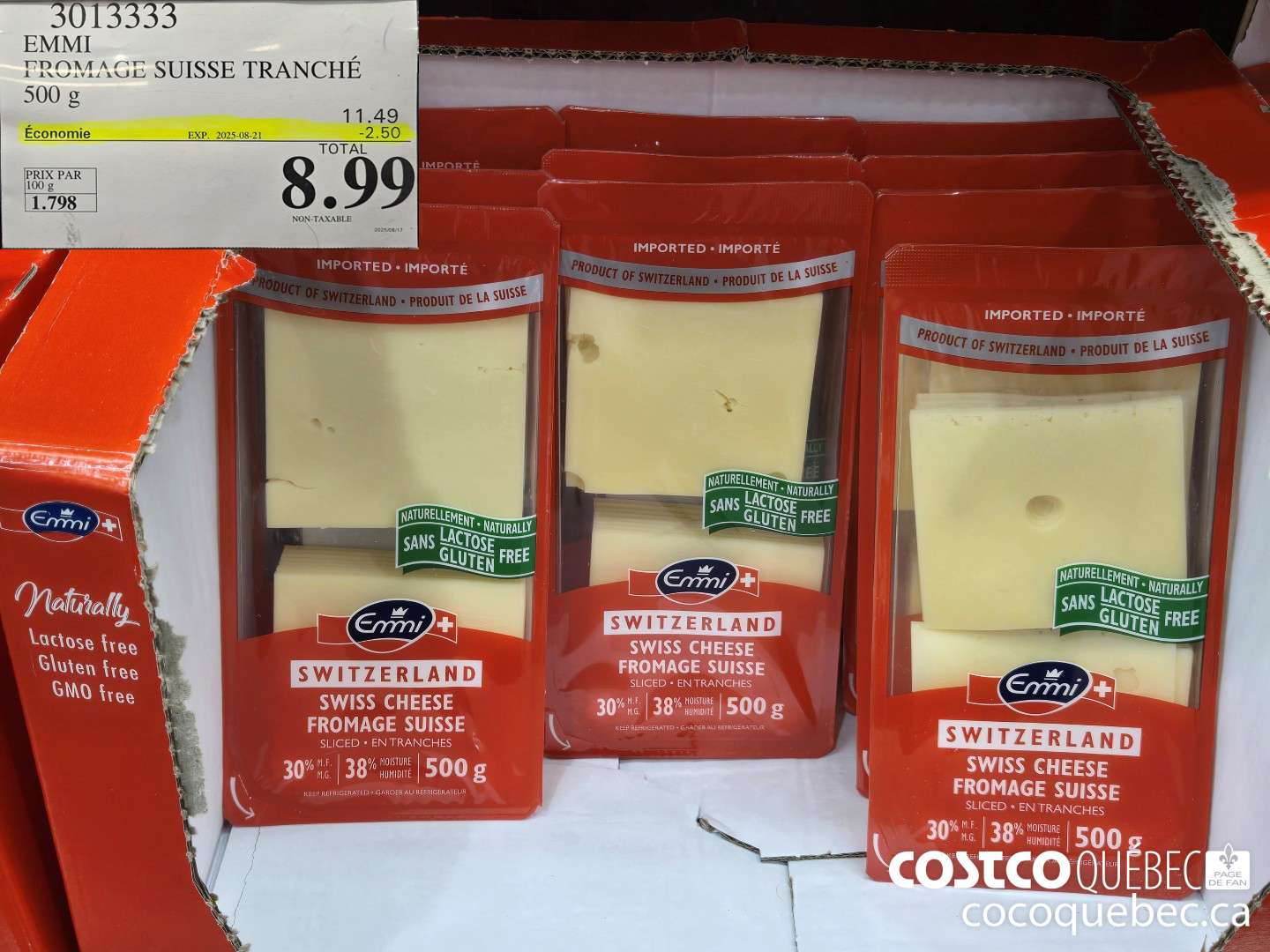 3013333 EMMI FROMAGE SUISSE TRANCHE 500 g  ($2.50 INSTANT SAVINGS EXPIRES ON 2025-08-21) $8.99