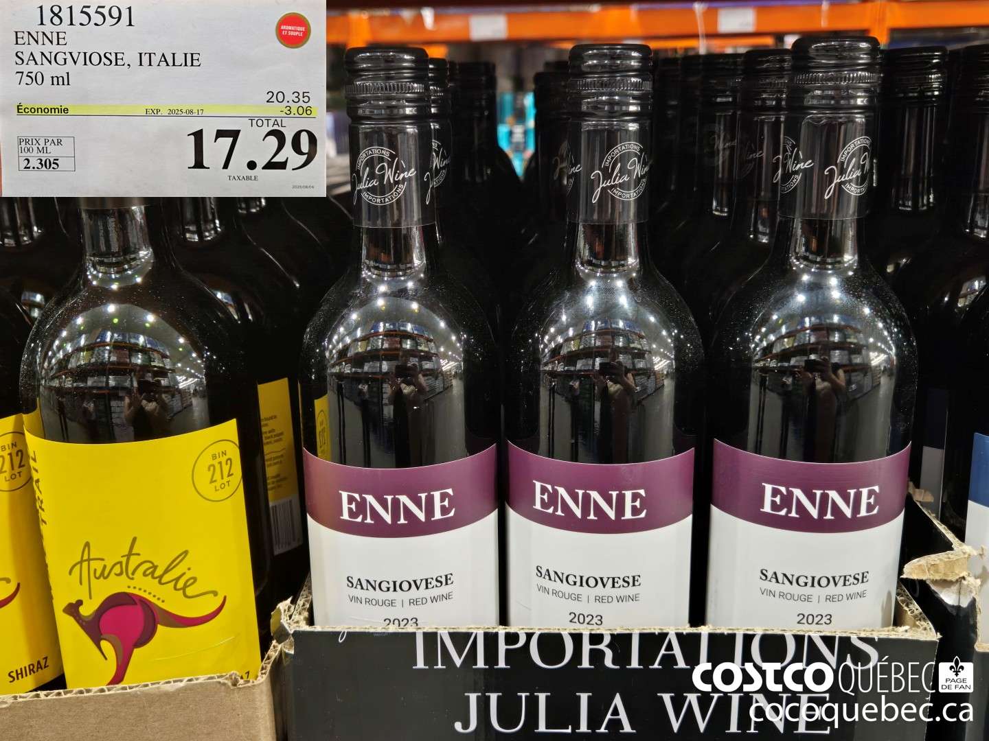 1815591 ENNE SANGVIOSE, ITALIE 750 mL  ($3.0 INSTANT SAVINGS EXPIRES ON 2025-08-17) $17.29