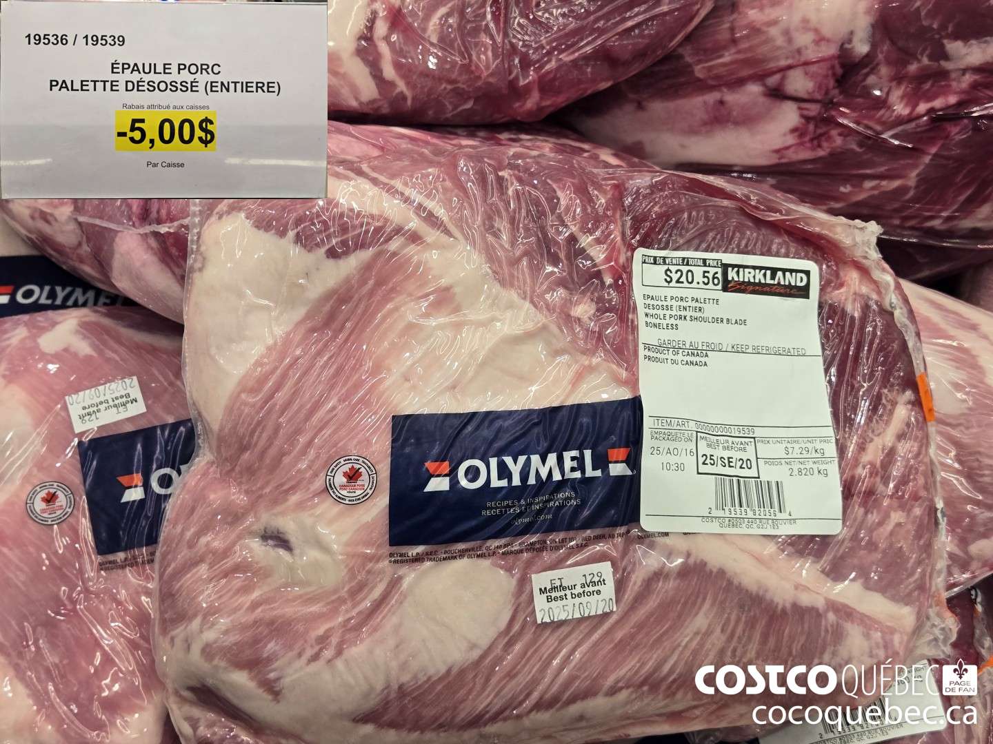 19536 EPAULE PORC PALETTE DESOSSE (ENTIERE)  ($5.00 INSTANT SAVINGS)