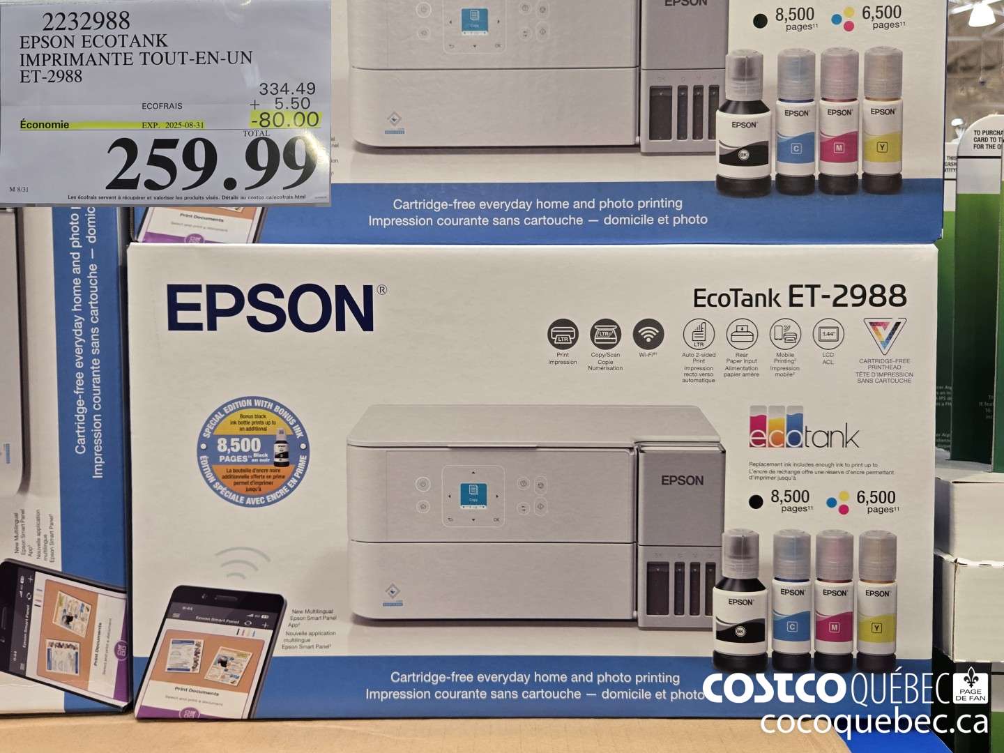 2232988 EPSON IMPRIMANTE TOUT-EN-UN ET-2988 C11CL41203  ($80.00 INSTANT SAVINGS EXPIRES ON 2025-08-31) $259.99