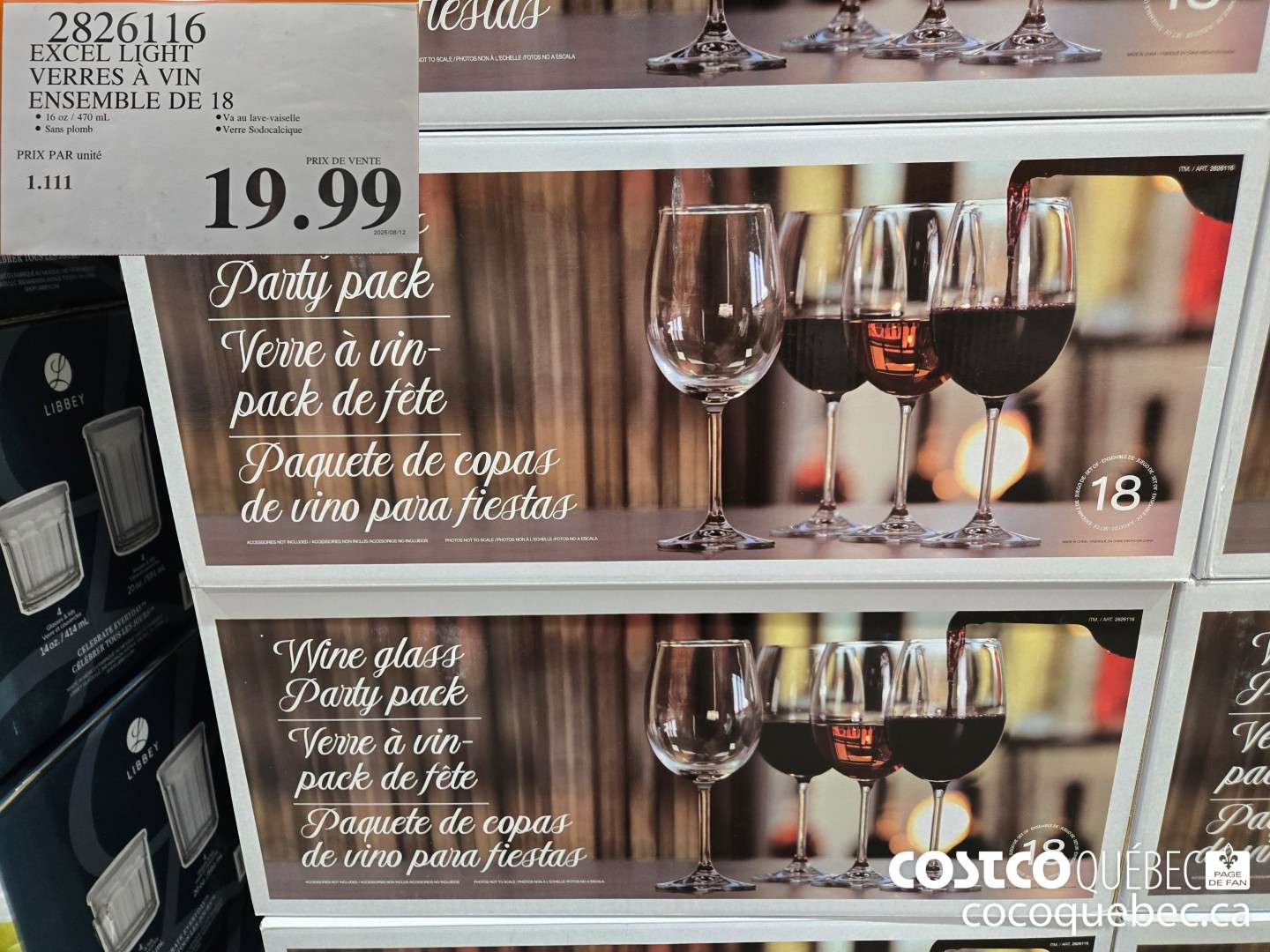 2826116 EXCEL LIGHT VERRES A VIN ENSEMBLE DE 18  $19.99