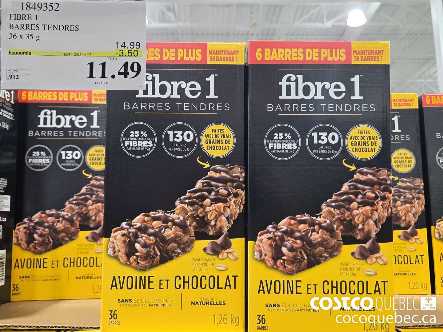 1849352 FIBRE 1 BARRES TENDRESTE  ($3.50 INSTANT SAVINGS EXPIRES ON 2025-09-07) $11.49