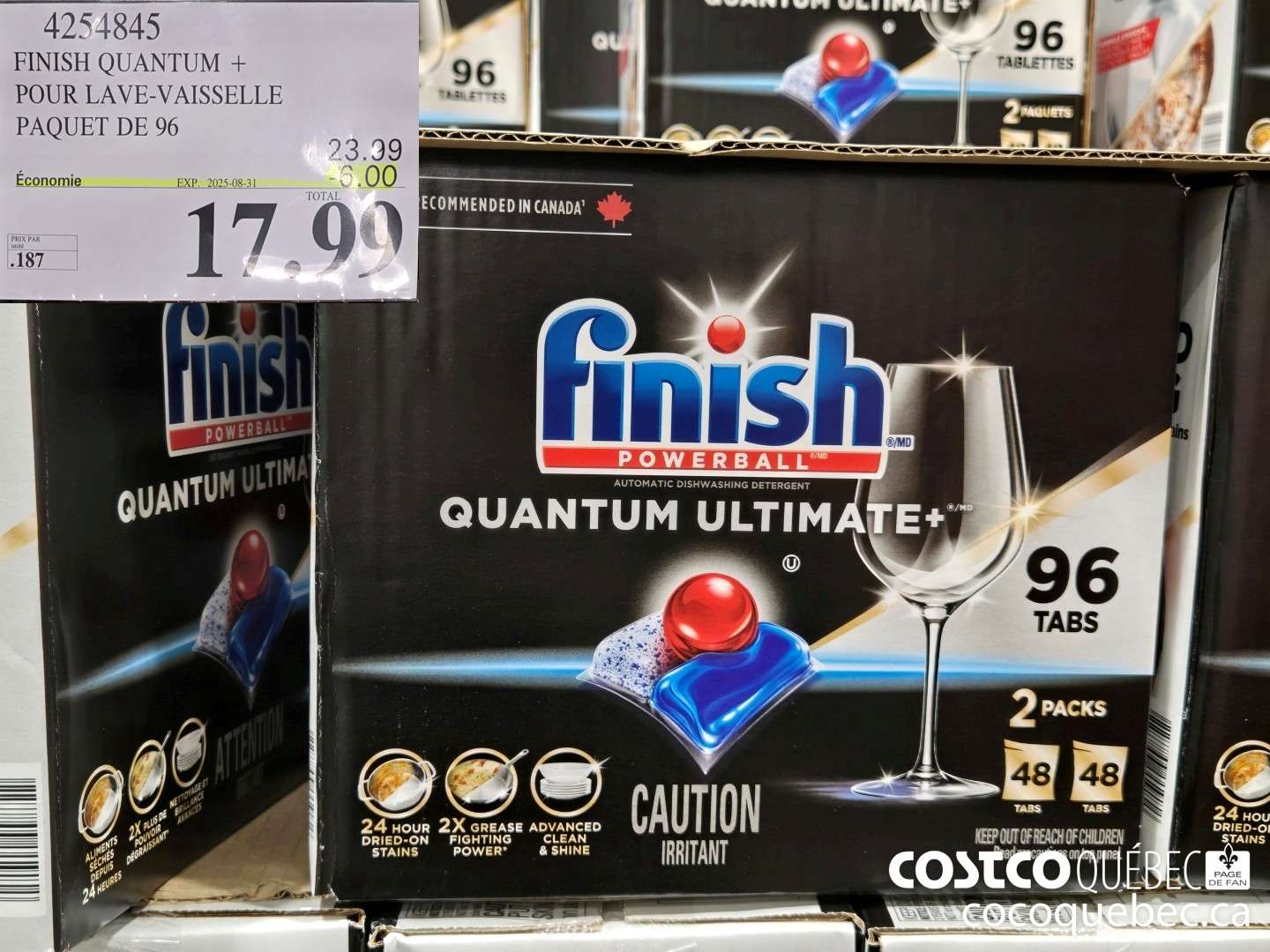 4254845 FINISH QUANTUM + POUR LAVE-VAISSELLE PAQUET DE 96  ($6.00 INSTANT SAVINGS EXPIRES ON 2025-08-31) $17.99