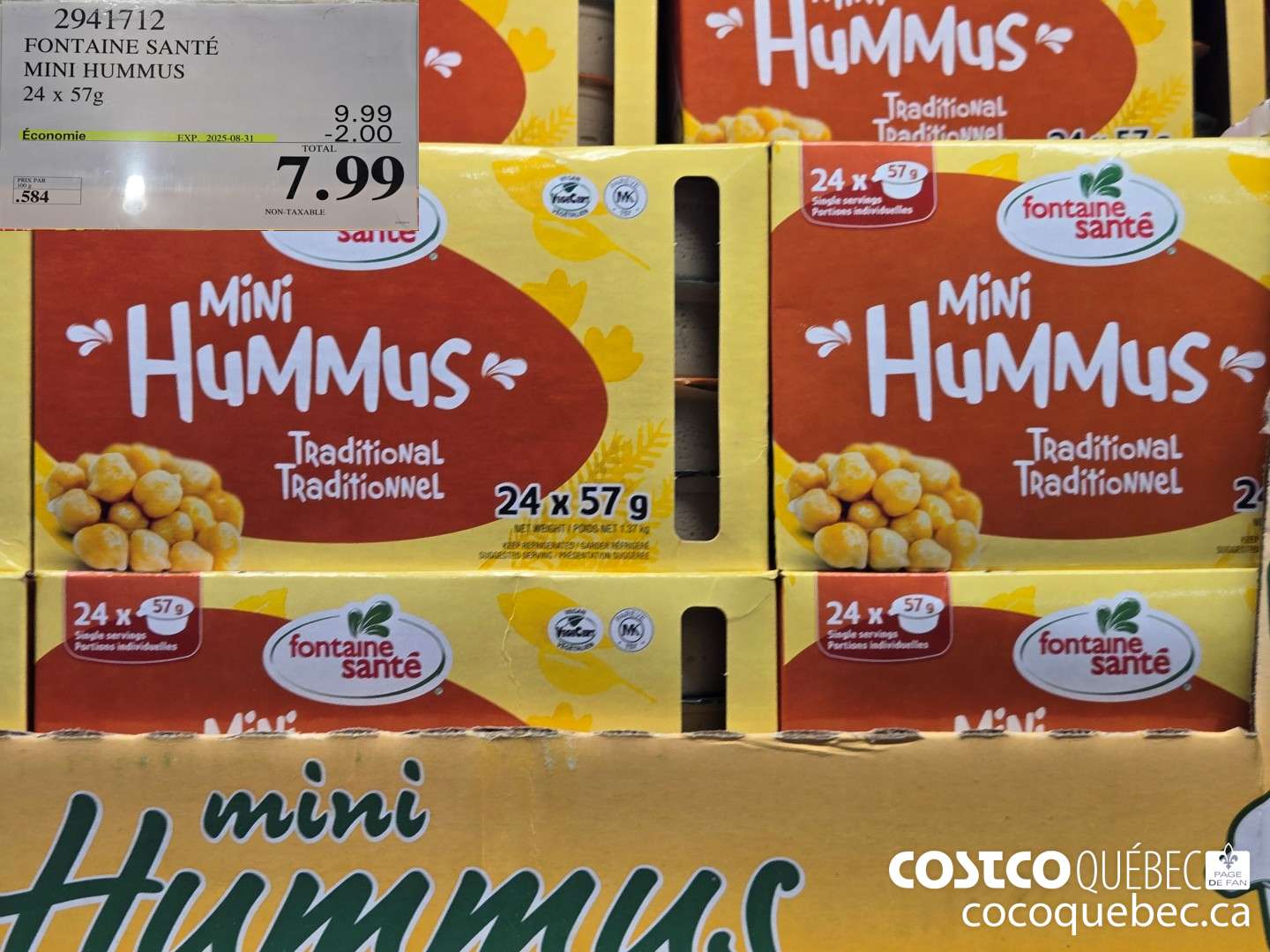 2941712 FONTAINE SANTE MINI HUMMUS 24 x 57g  ($2.00 INSTANT SAVINGS EXPIRES ON 2025-08-31) $7.99